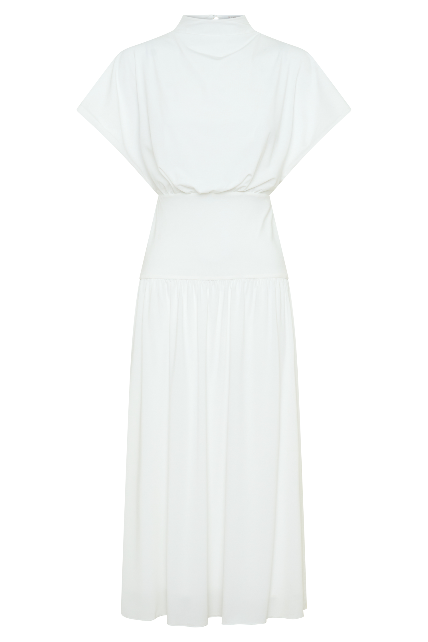 Ailla High Neck Cowl Midi Dress - White #8