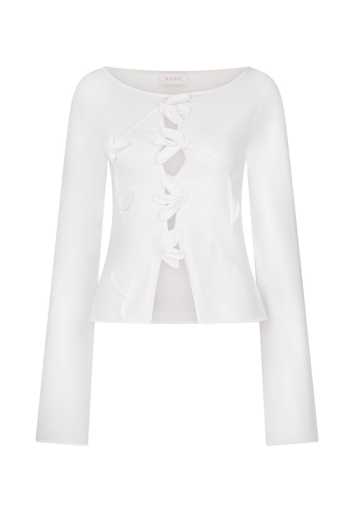 Alejandra Floral Long Sleeve Knit Top - White #9