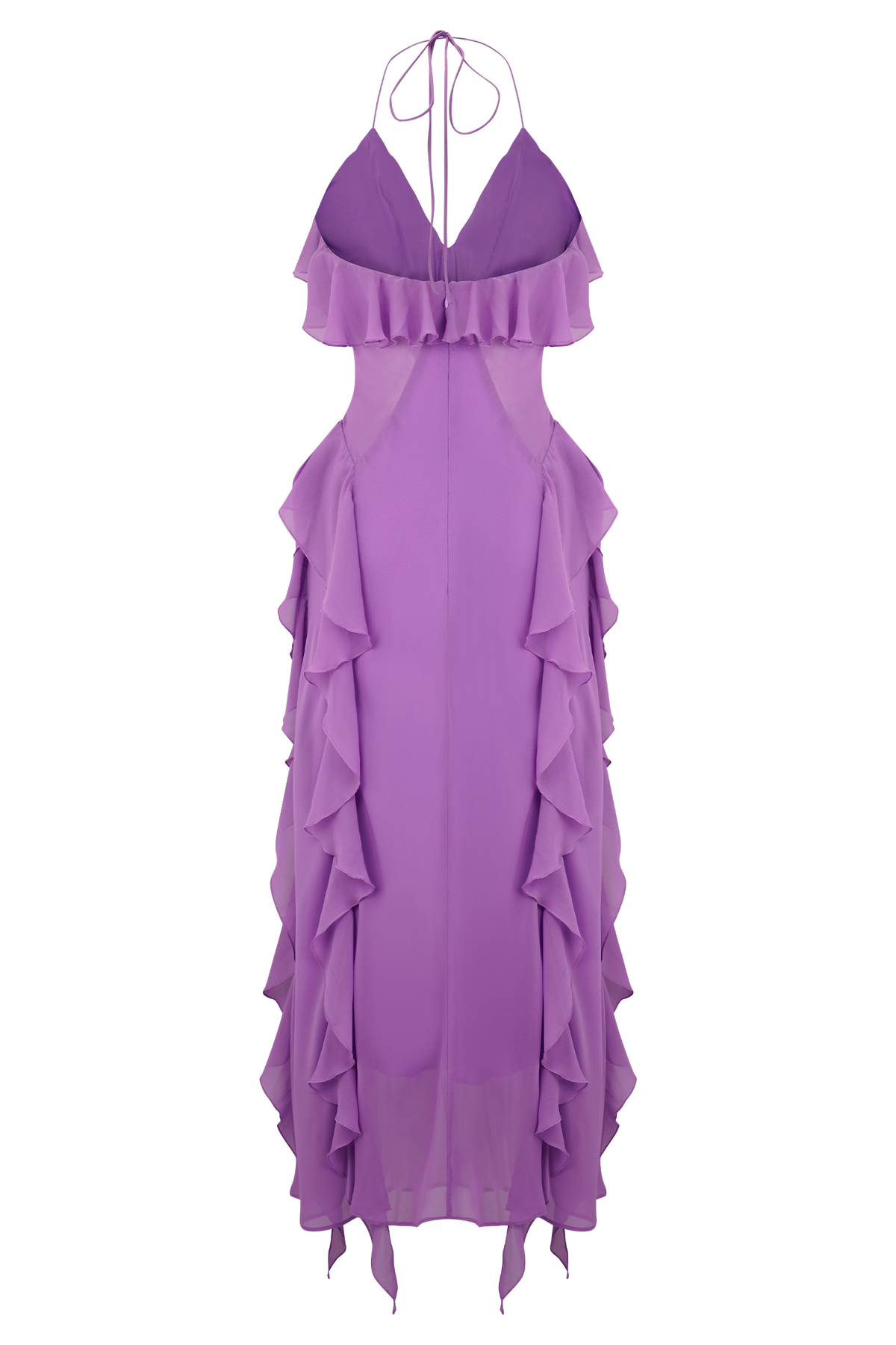 Aleyna Chiffon Ruffle Midi Dress - Purple #6