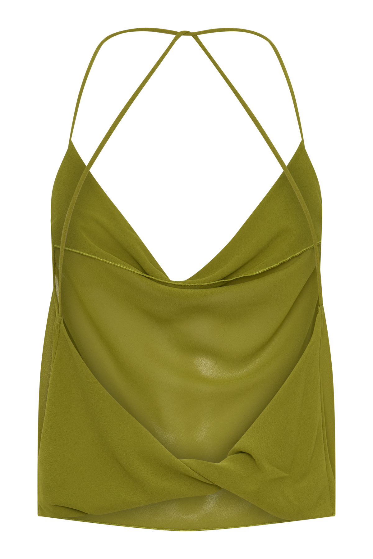 Amelia Low Back Chiffon Top - Green