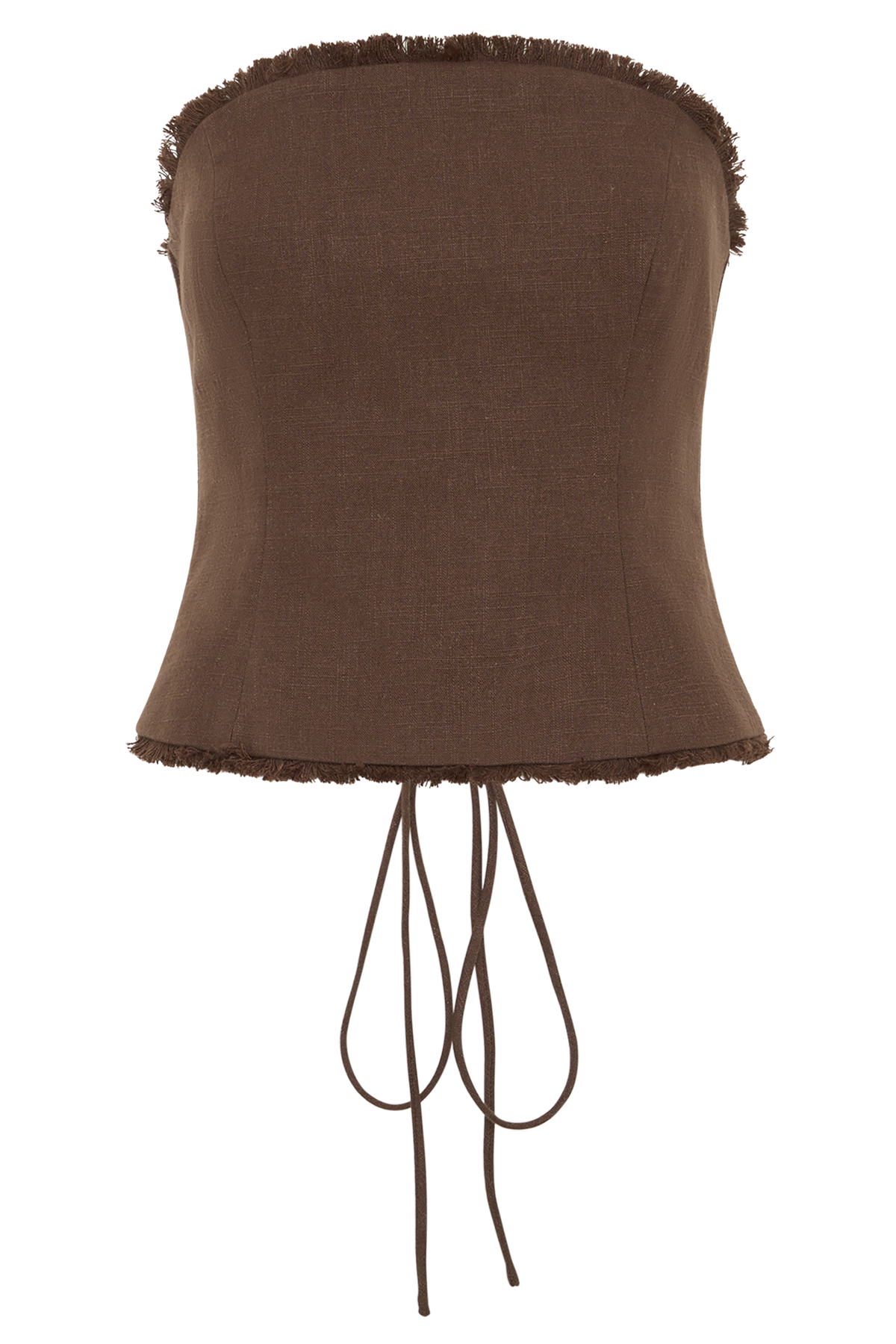 Annie Strapless Tie Back Linen Top - Dark Chocolate