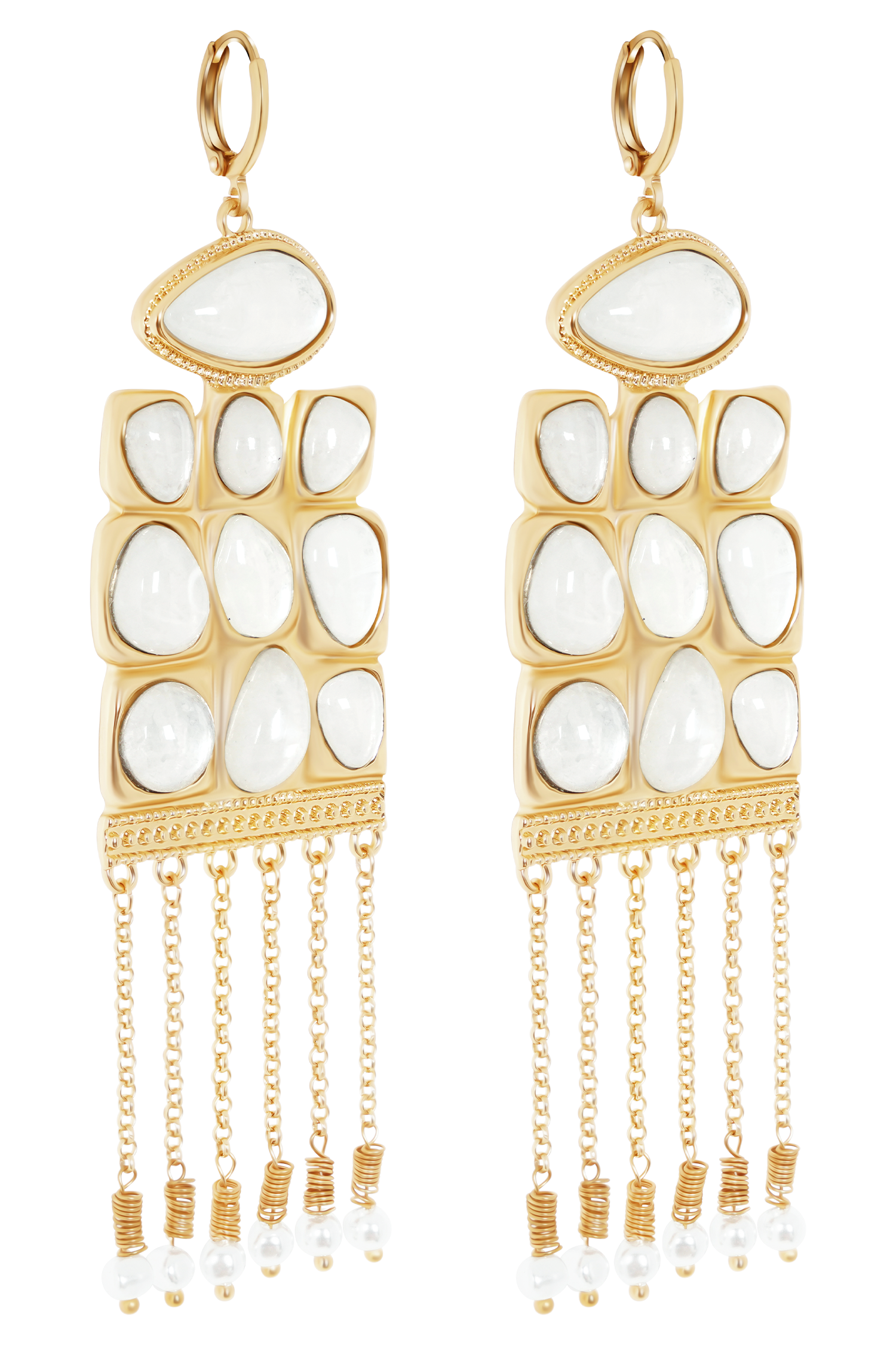 Annika Horizontal Resin Drop Earrings - Gold #5