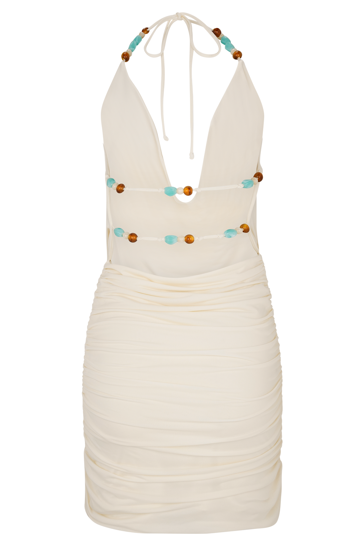Astraeus Beaded Cowl Mini Dress - Ivory #9