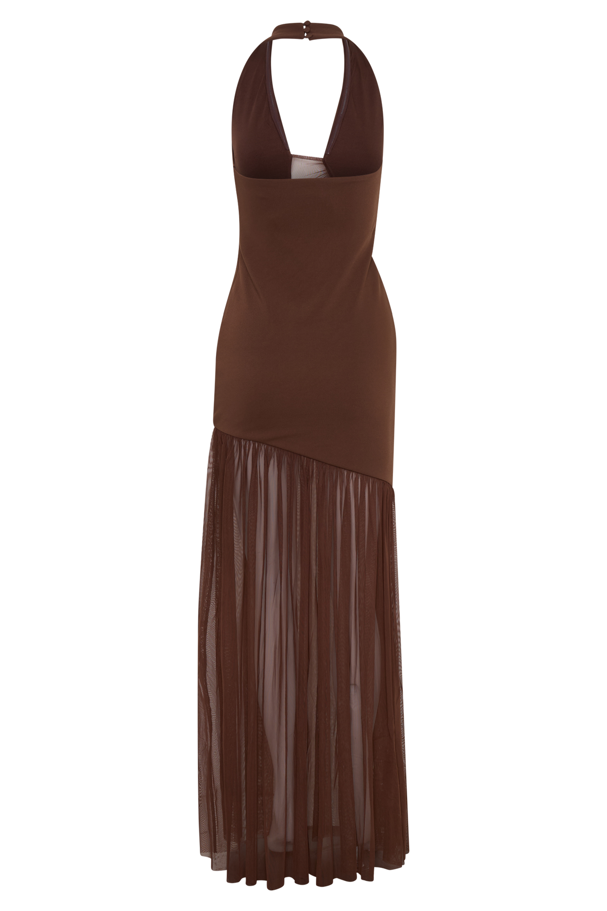 Aubree Crepe And Mesh Maxi Dress - Chocolate/Mocha #6