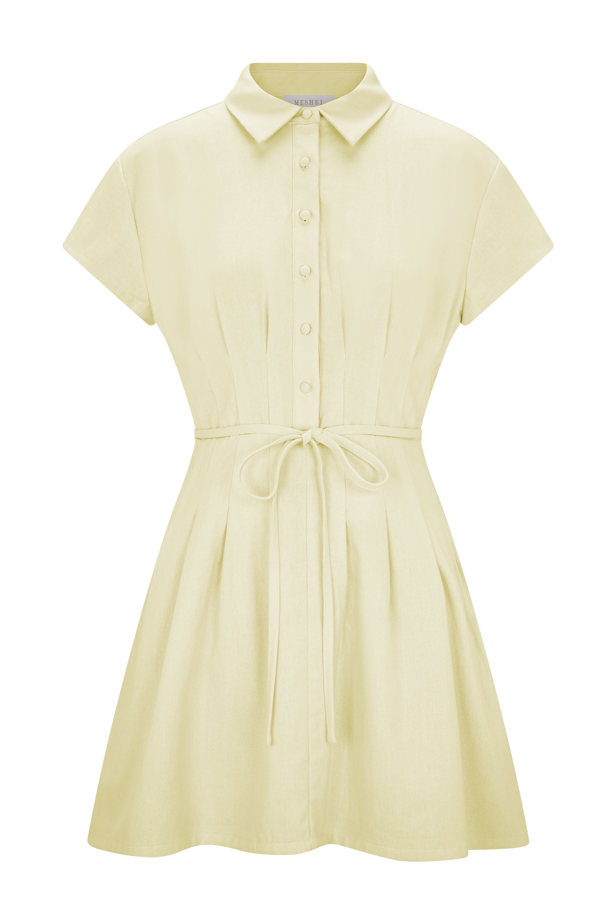 Aysha Buttoned Linen Mini Dress - Lemon #8