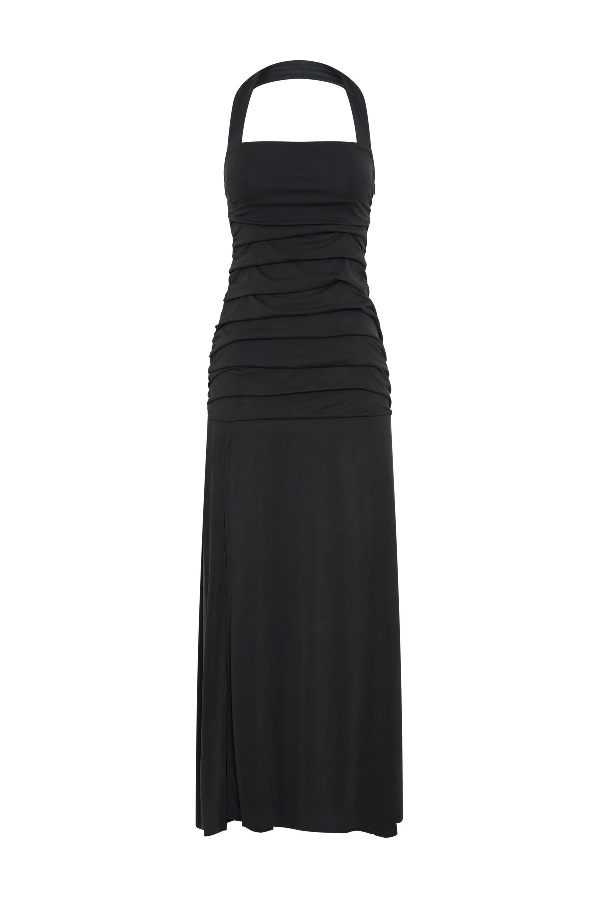 Bentley Peached Jersey Halter Maxi Dress - Black #9