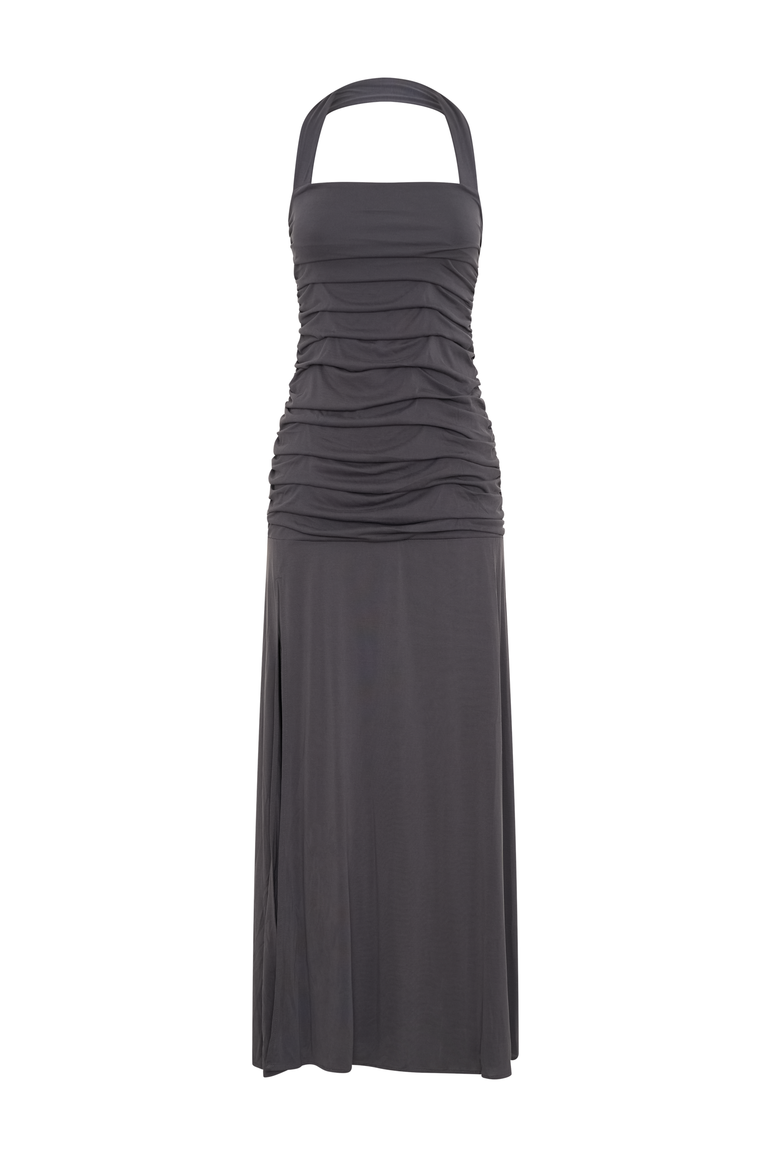 Bentley Peached Jersey Halter Maxi Dress - Charcoal #7