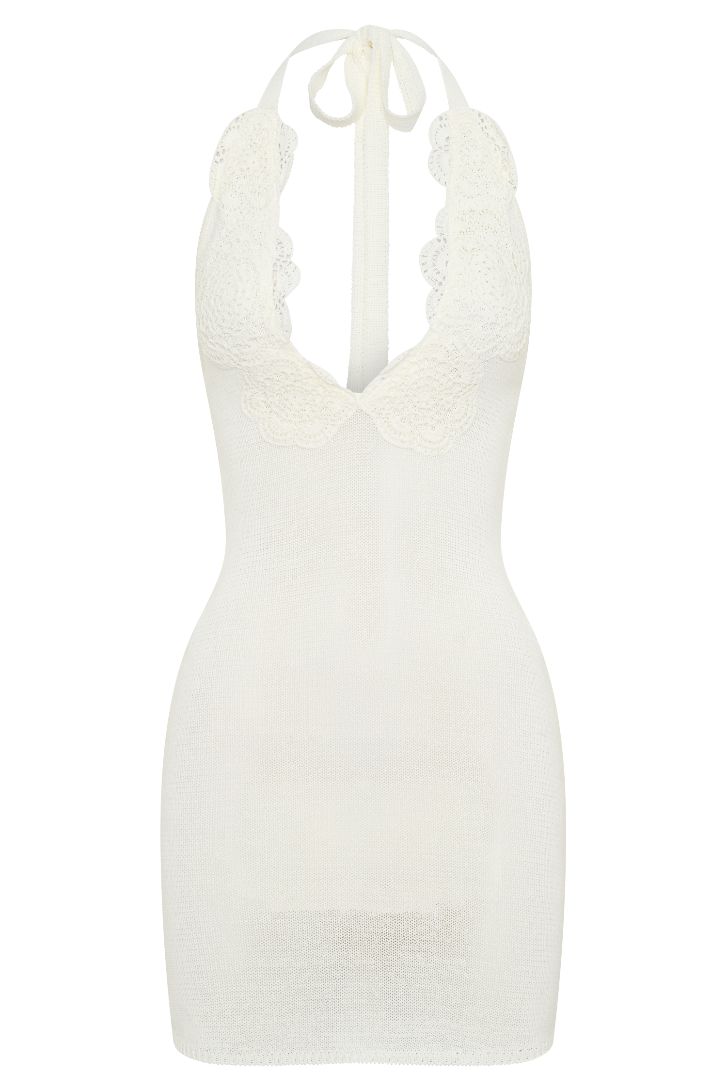 Bohdie Crochet Halter Mini Dress - Ivory #9
