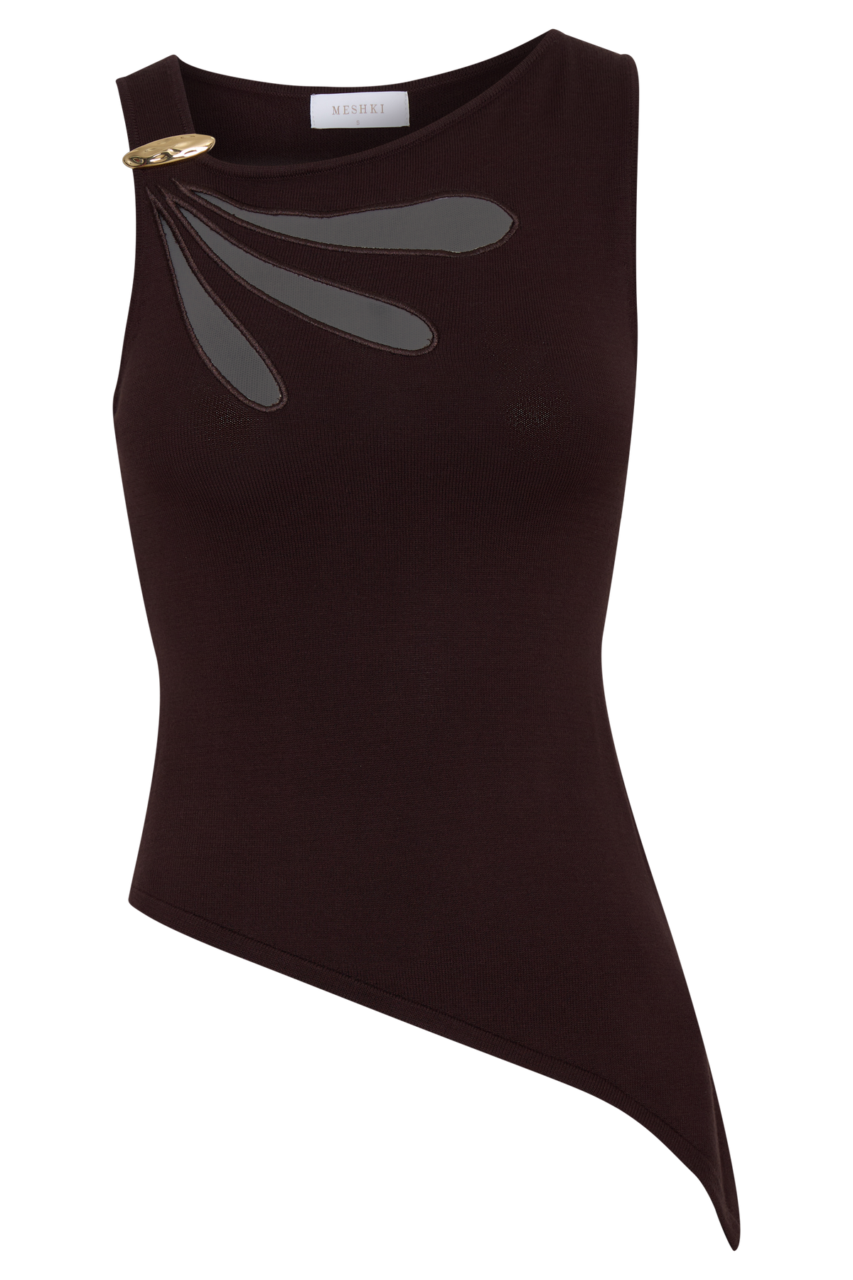 Brock Asymmetrical Neckline Knit Top - Dark Chocolate #8