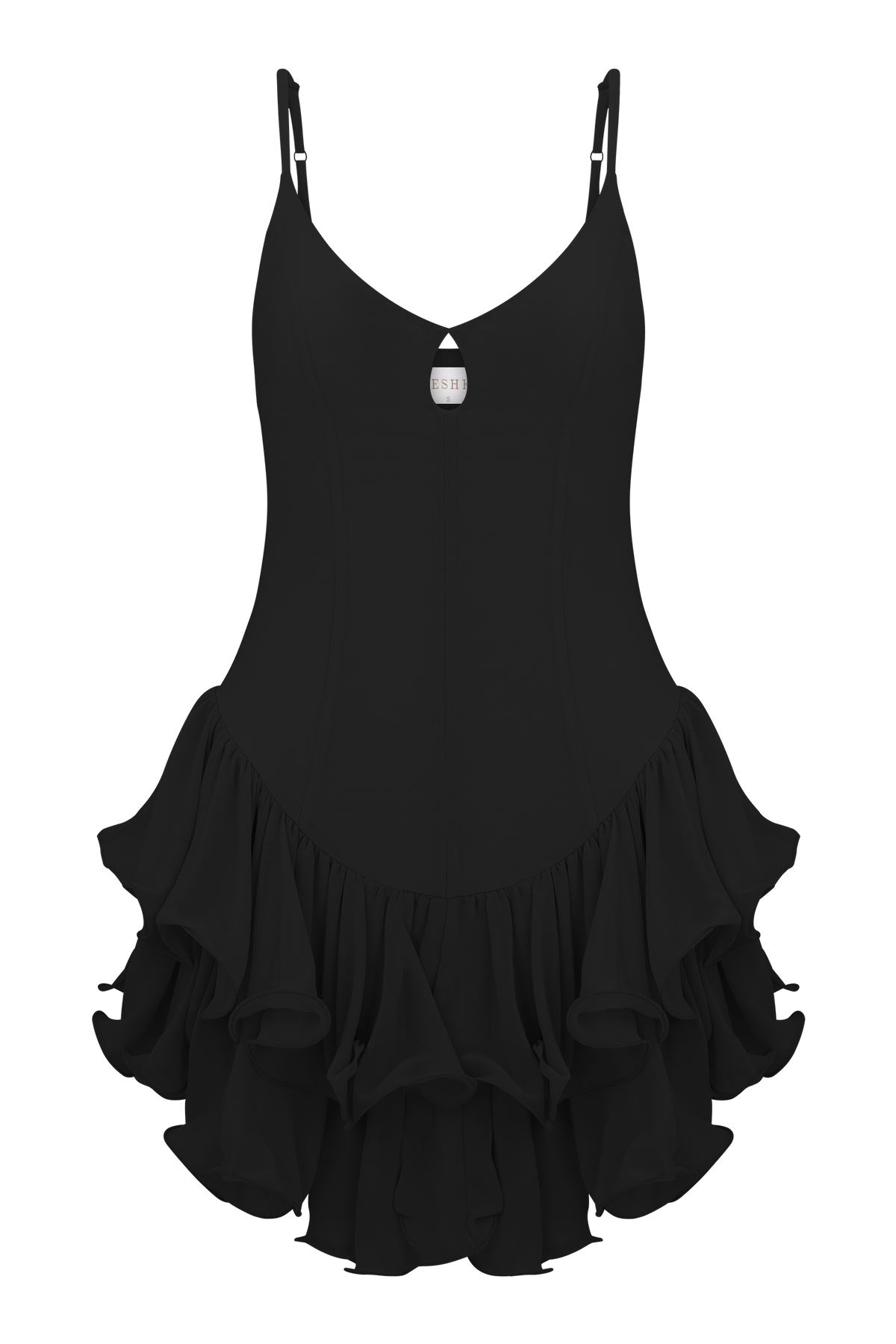 Calantha Ruffle Mesh Mini Dress - Black #9
