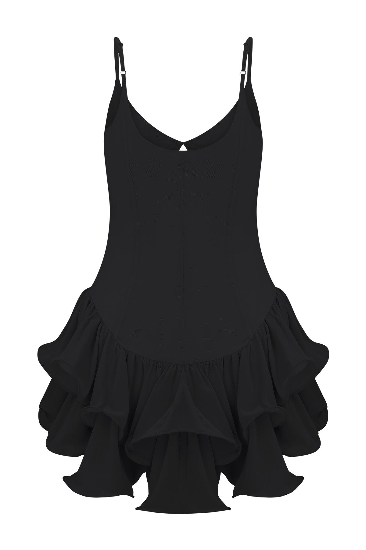 Calantha Ruffle Mesh Mini Dress - Black #8