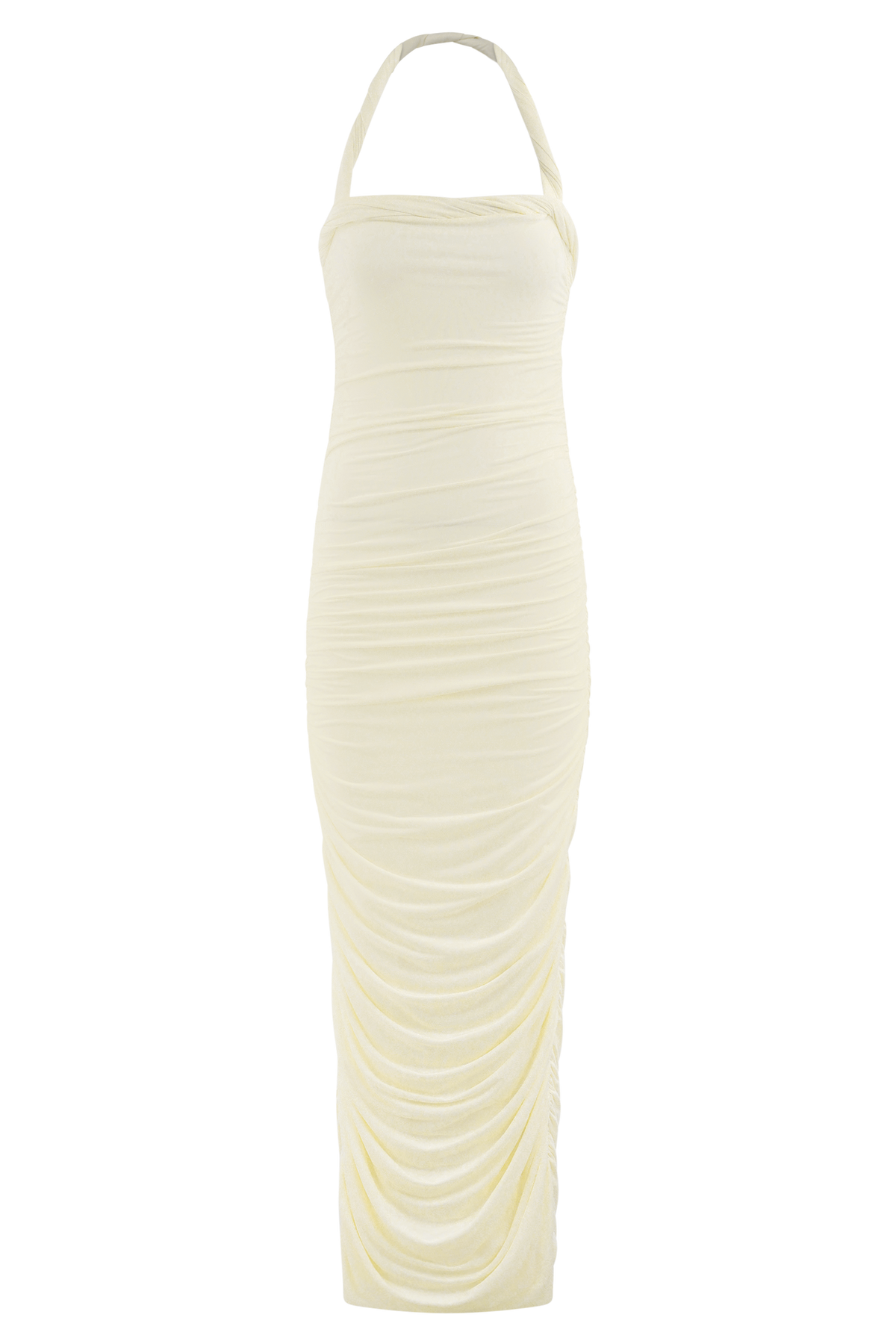 Camila Ruched Halter Midi Dress - Ivory #9