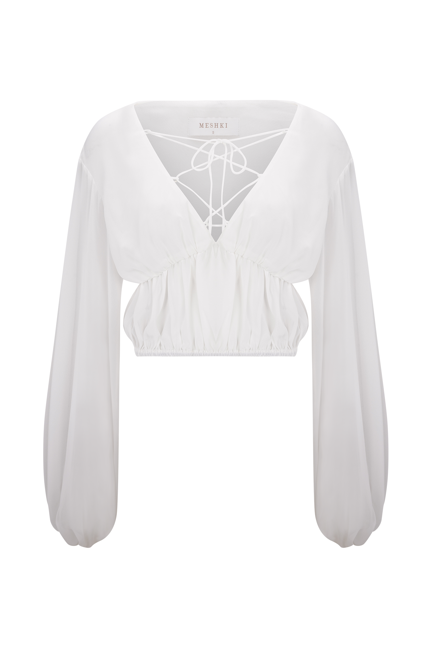 Carlie Chiffon Cross Tie Top - Ivory #10