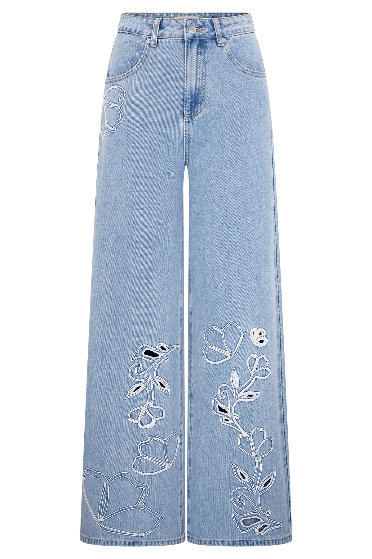 Carmella Embroided Jeans - Mid Blue