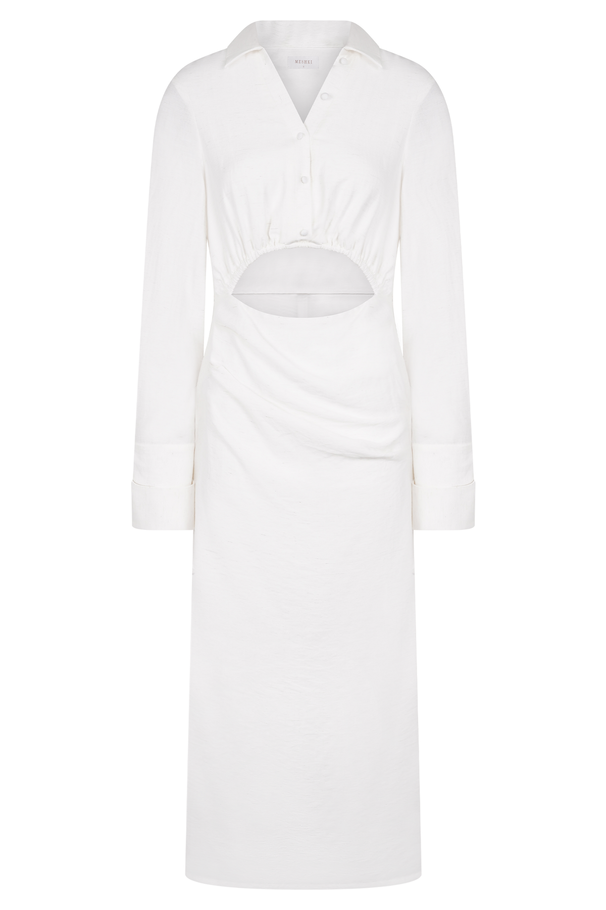 Cecilie Cut Out Shirt Midi Dress - White