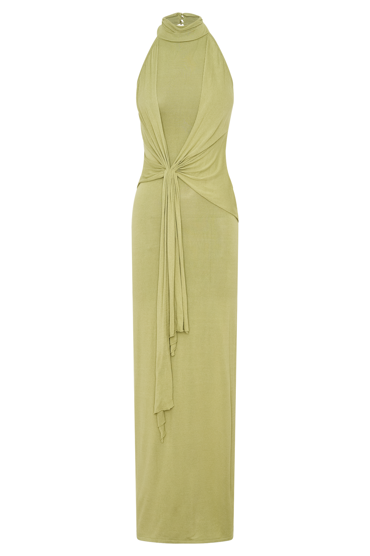 Cindylou Halter Knit Maxi Dress - Light Olive