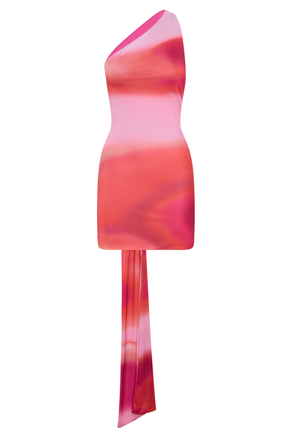 Claudette Slinky Mini Dress With Hardware - Pink Sunset Print #8