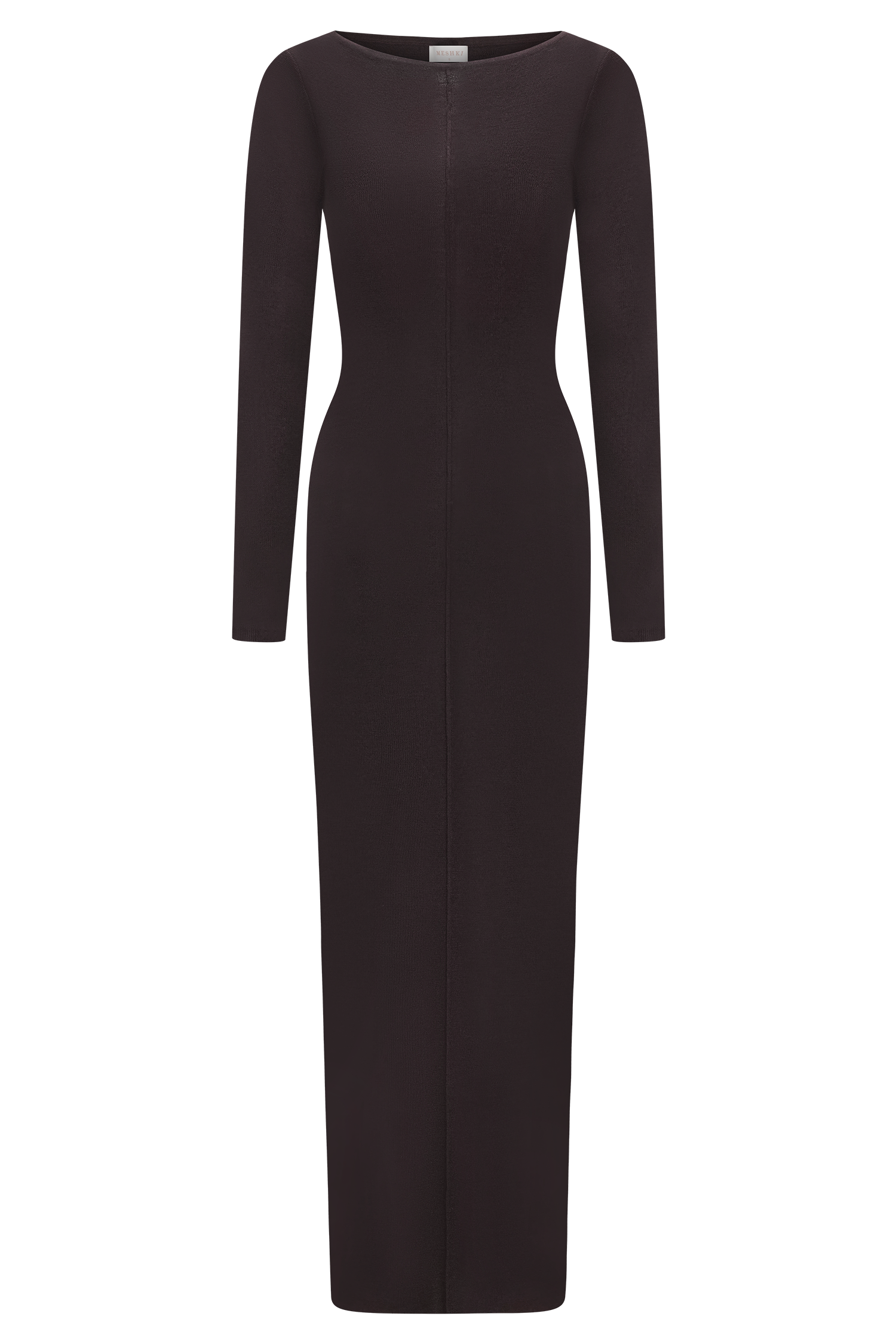 Cleona Merino Wool Ribbed Long Sleeve Maxi Dress - Deep Chocolate #9