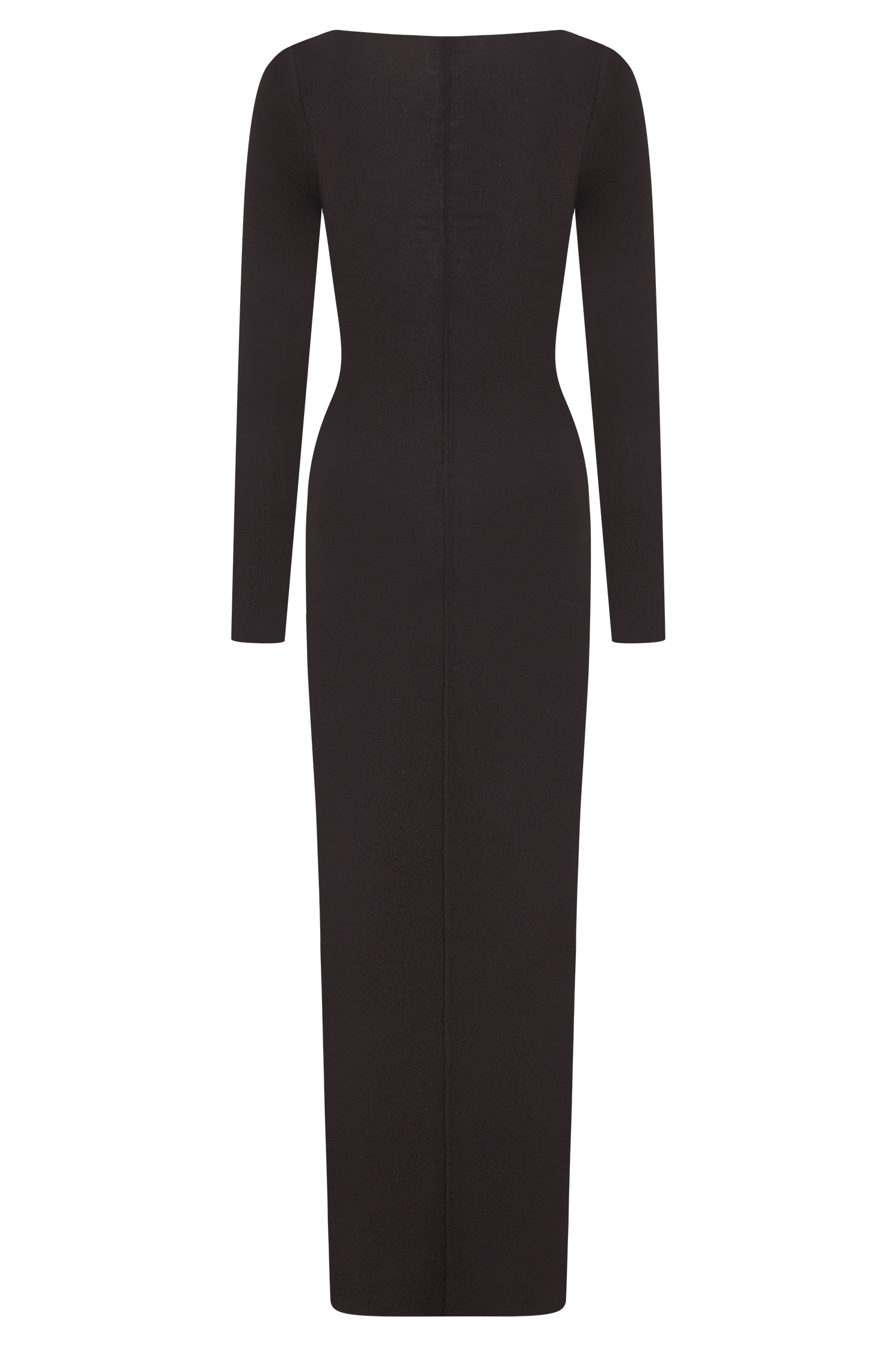 Cleona Merino Wool Ribbed Long Sleeve Maxi Dress - Deep Chocolate #8