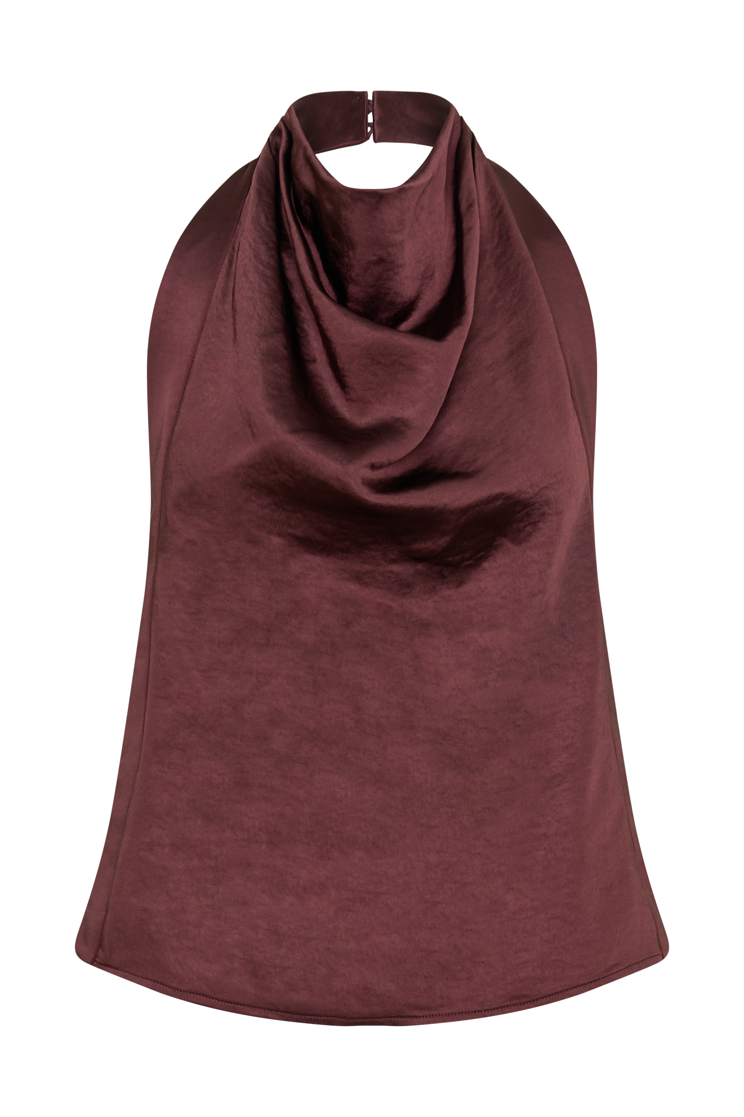 Danica Satin Halter Sleeveless Top - Mahogany #7