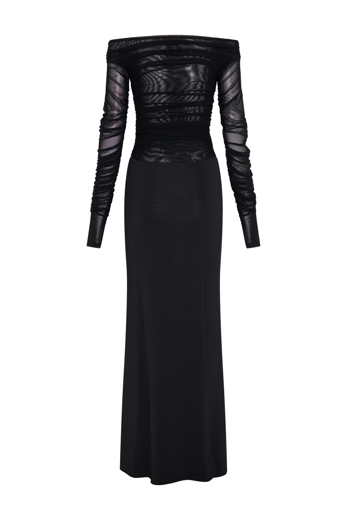 Darla Mesh And Slinky Off Shoulder Maxi Dress - Black #6