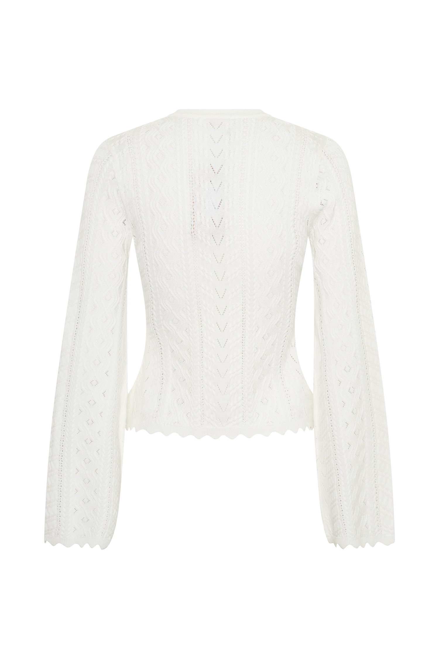 Darlene Pointelle Knit Long Sleeve Top - White #8