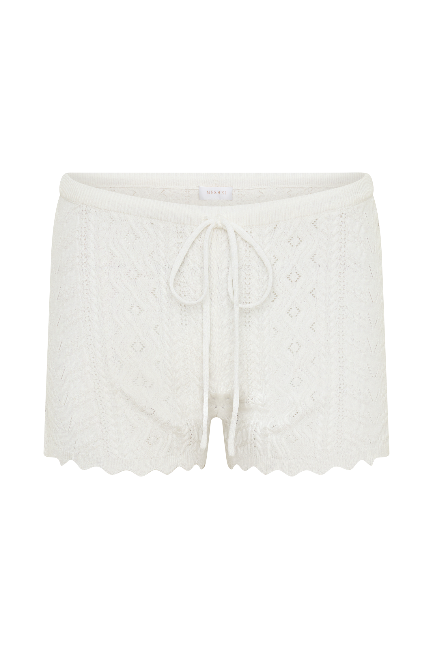 Darlene Pointelle Knit Shorts - White #9