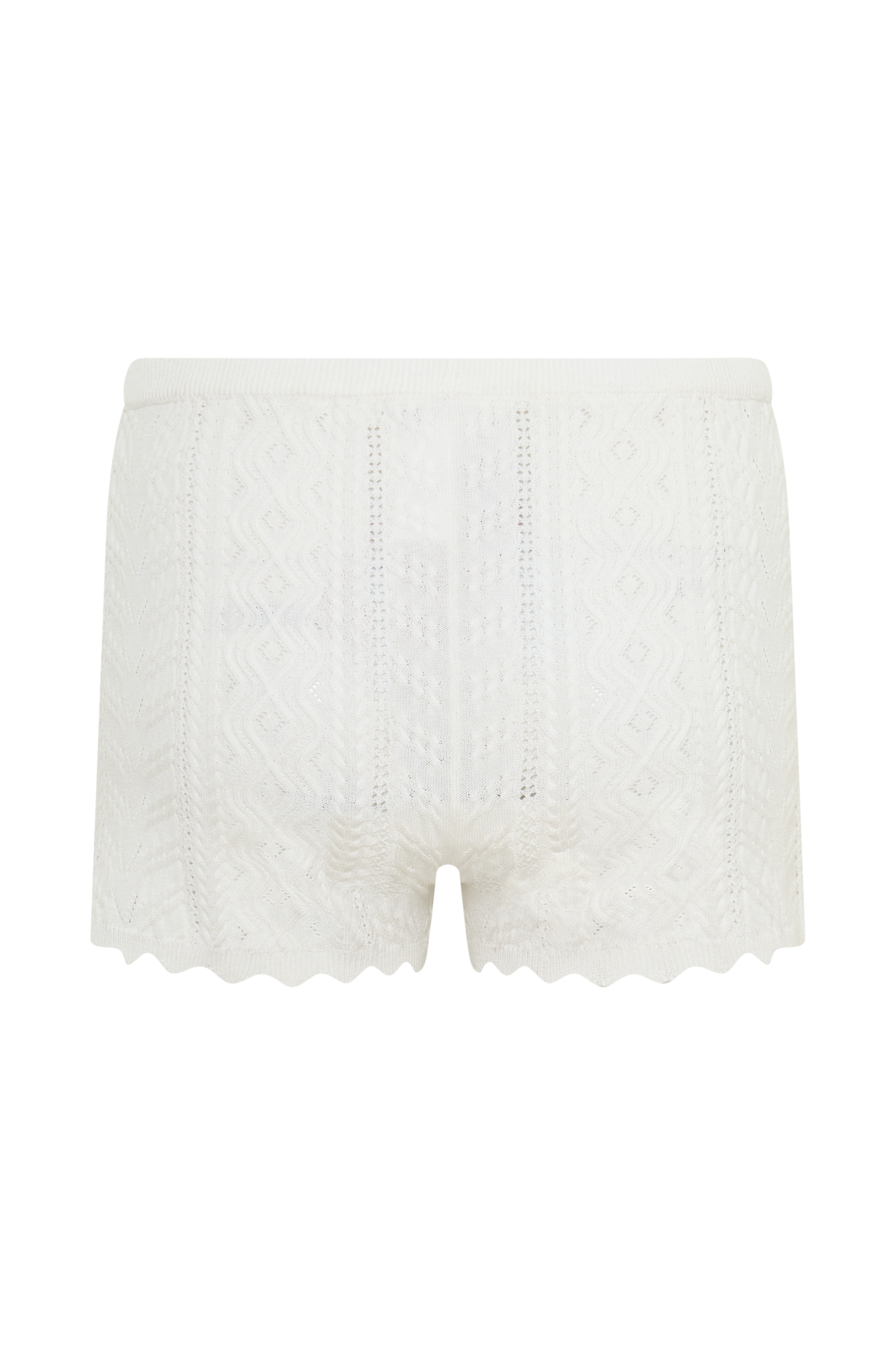Darlene Pointelle Knit Shorts - White