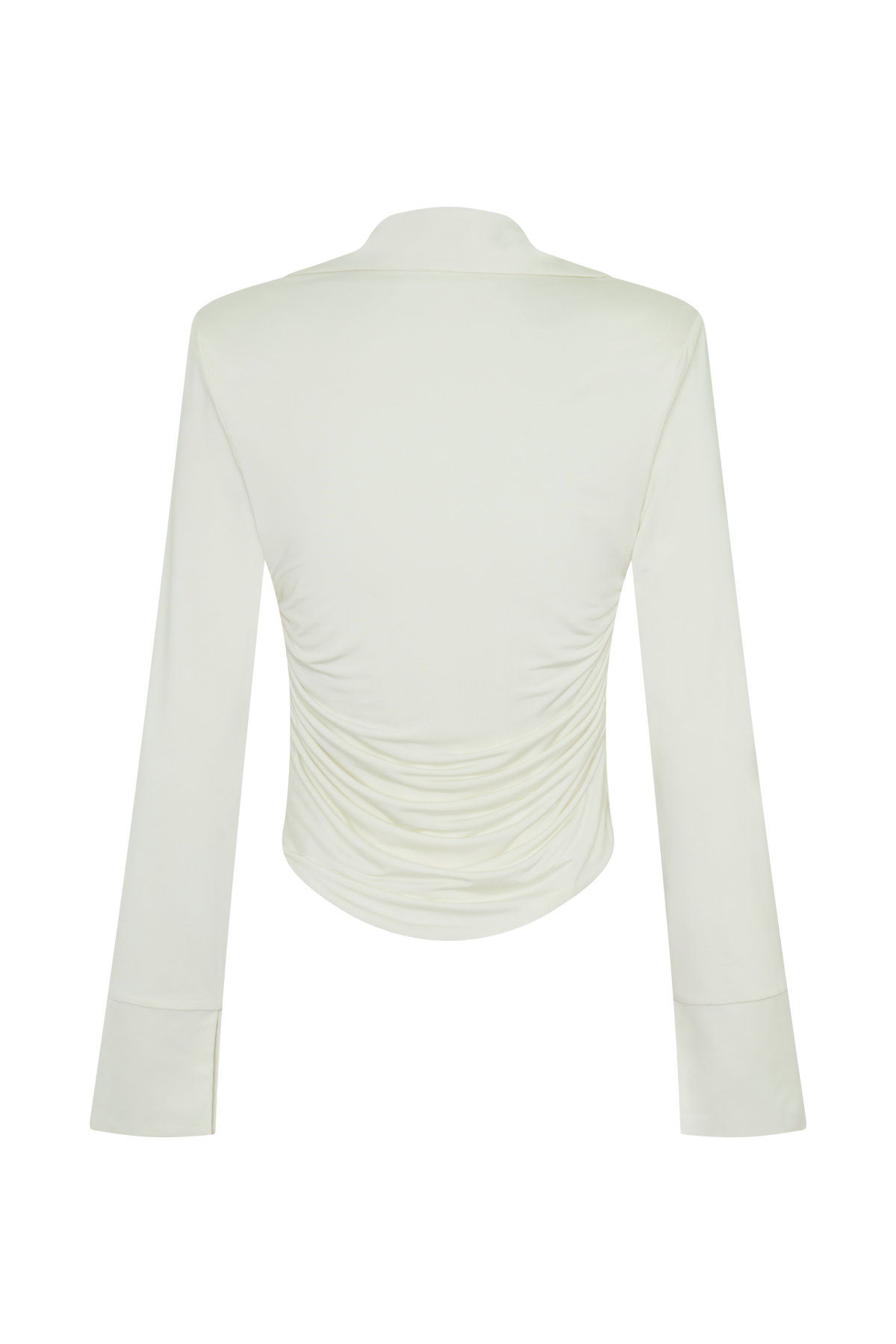Elmira Long Sleeve Slinky Gather Detail Top - Ivory