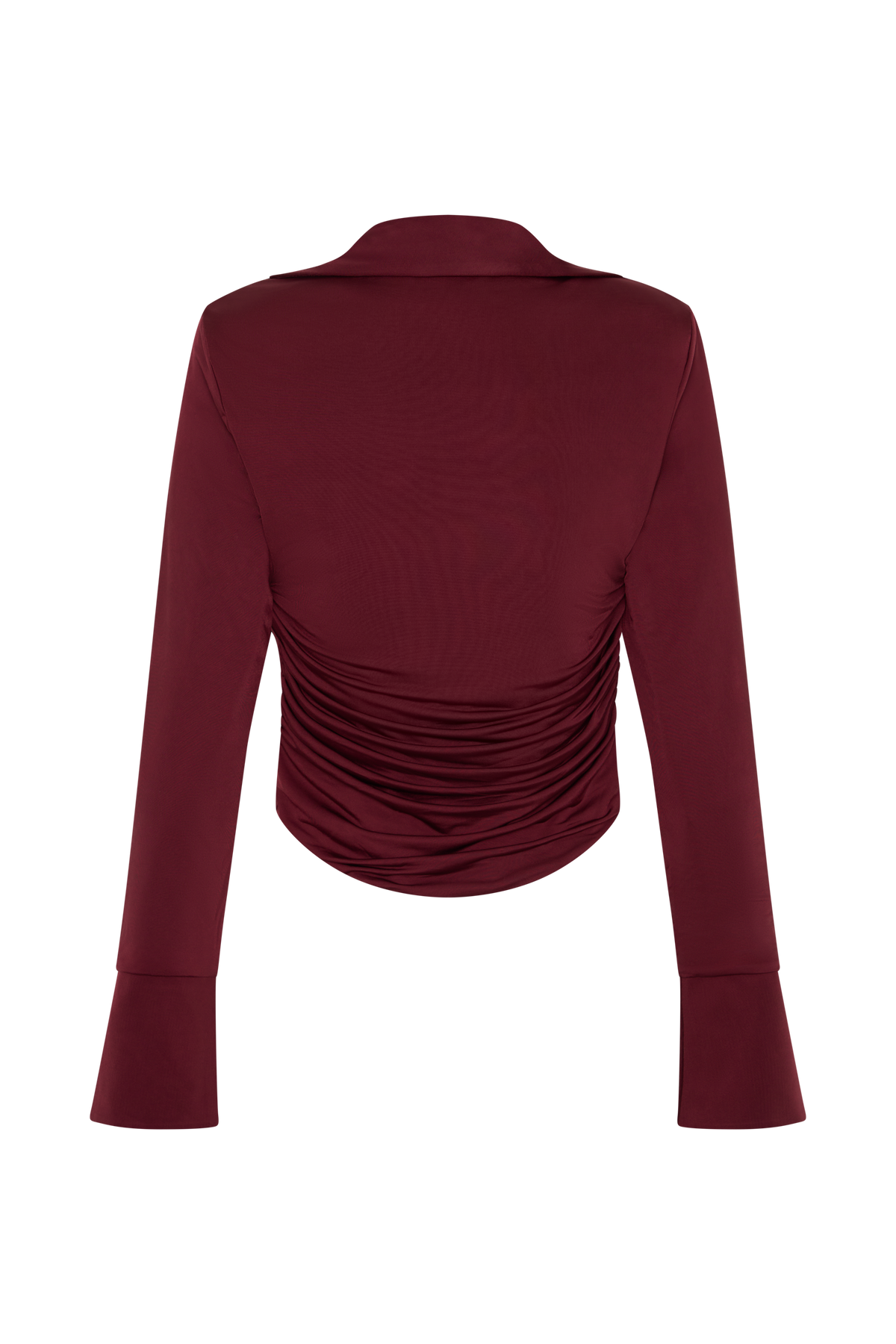 Elmira Long Sleeve Slinky Gather Detail Top - Wine