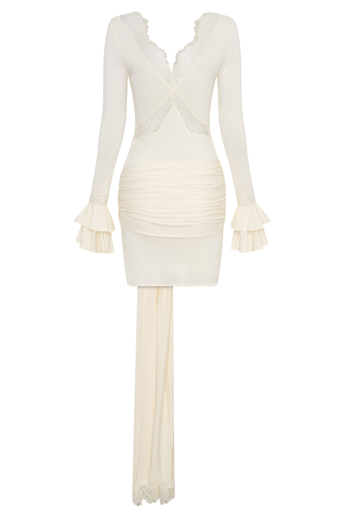 Electra Slinky Lace Mini Dress - Ivory #7