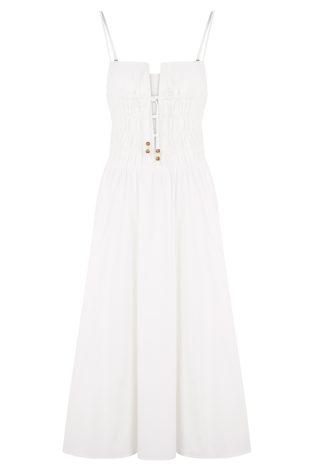Elias Shirred Cotton Midi Dress - White #8