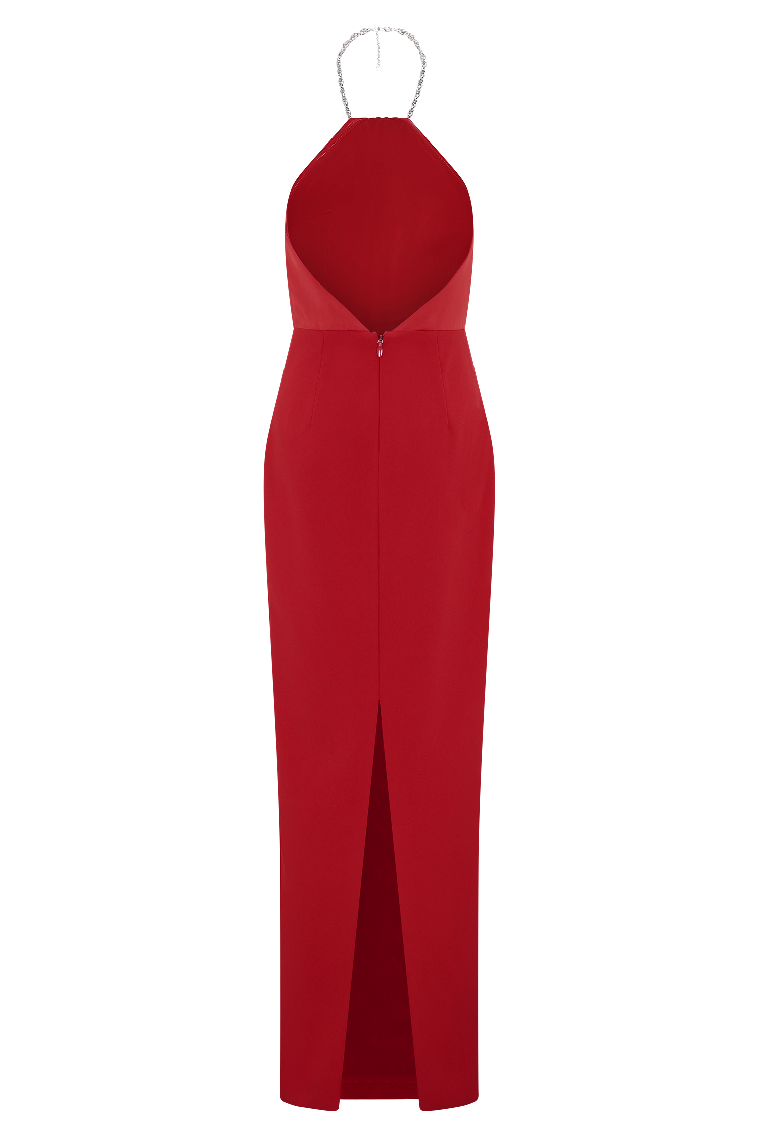 Elina Satin Necklace Maxi Dress - Red #8