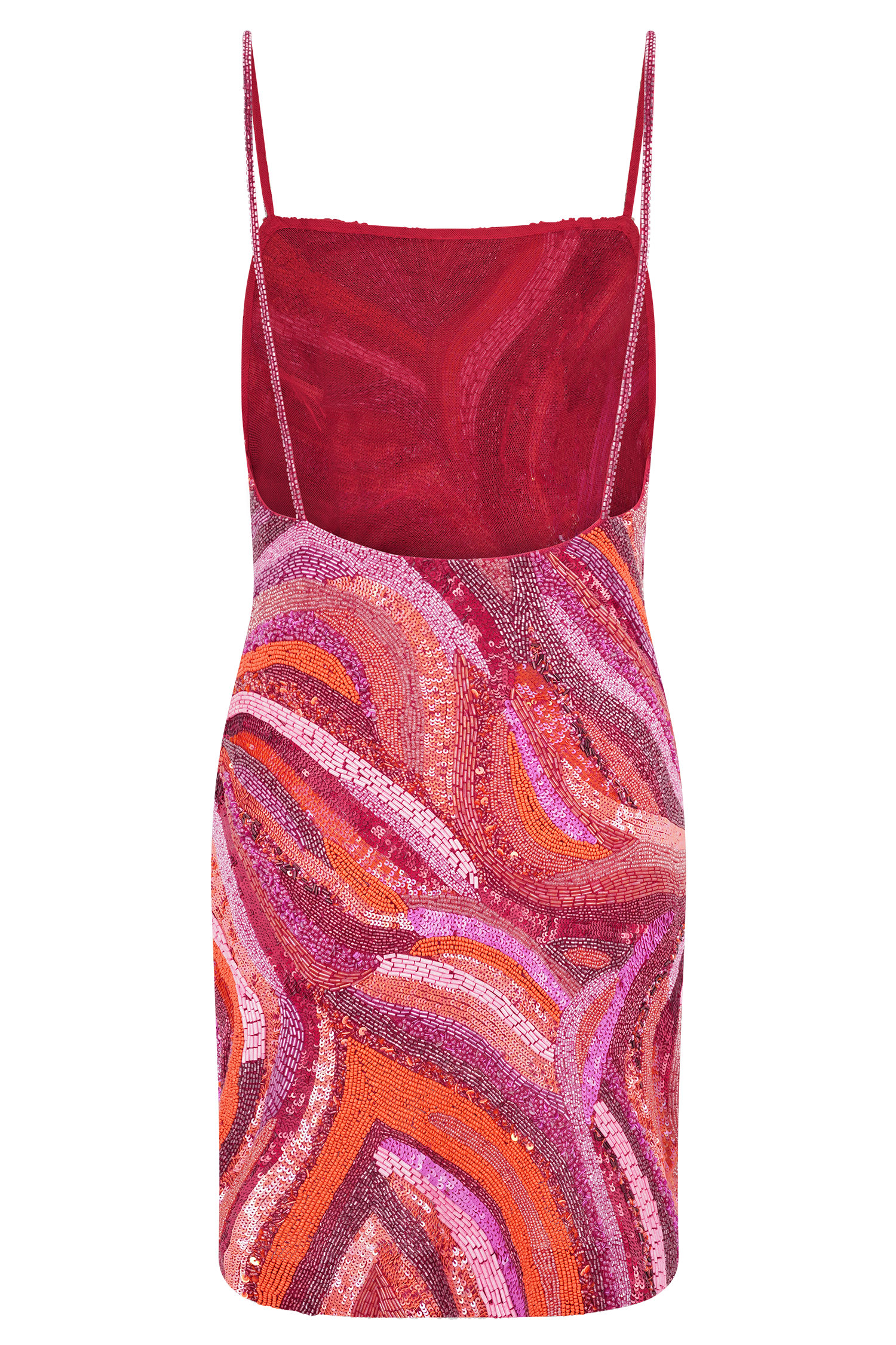 Eloise Hand Beaded Mini Dress - Pink Swirl Print #9