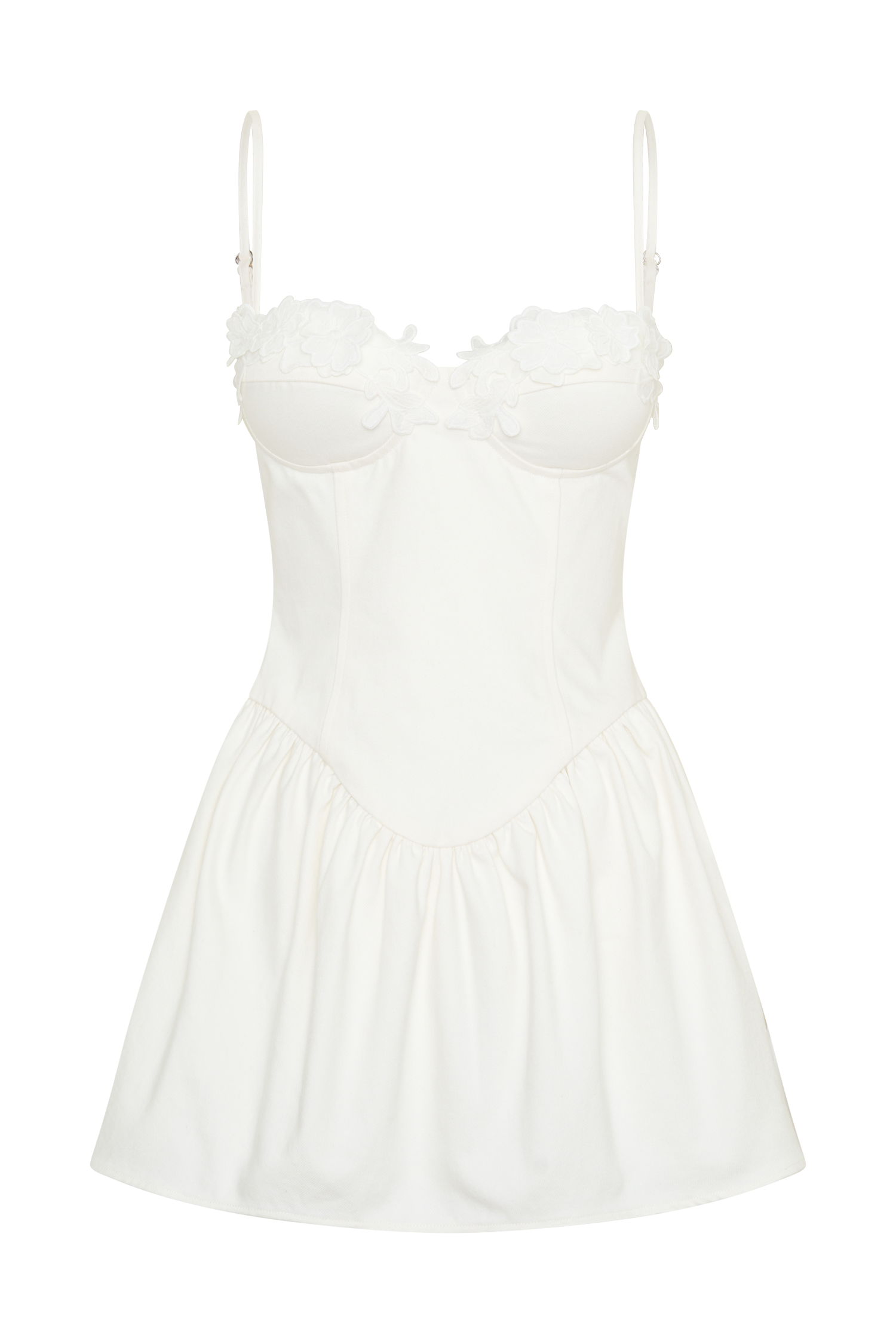 Emary Applique Denim Bustier Mini Dress - White #9