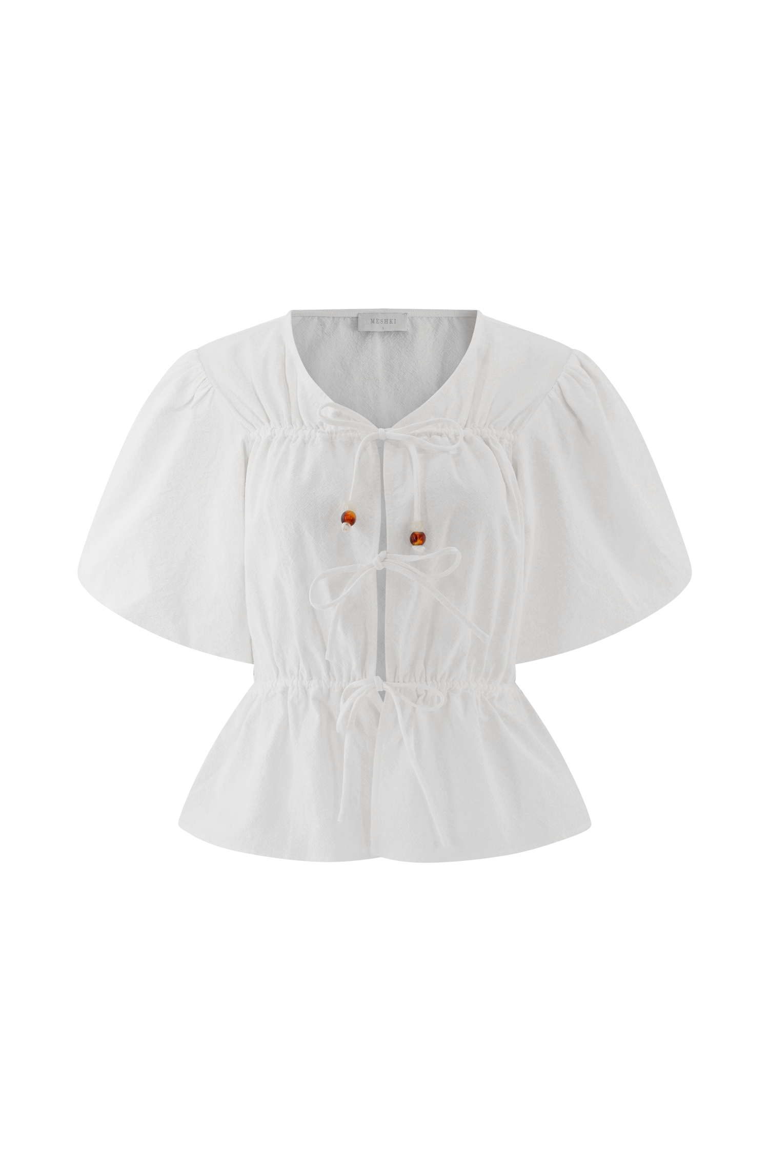 Emilie Puff Sleeve Cotton Top - White #9