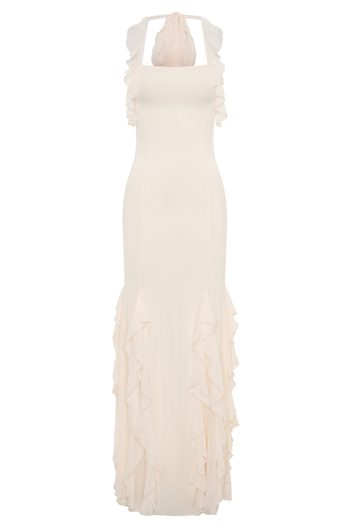 Etta Ruffle Slinky Maxi Dress - Ivory #10
