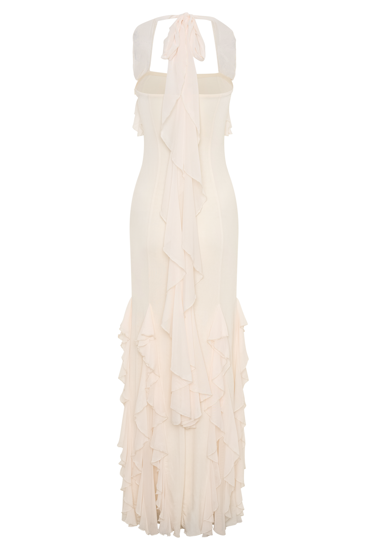 Etta Ruffle Slinky Maxi Dress - Ivory #9