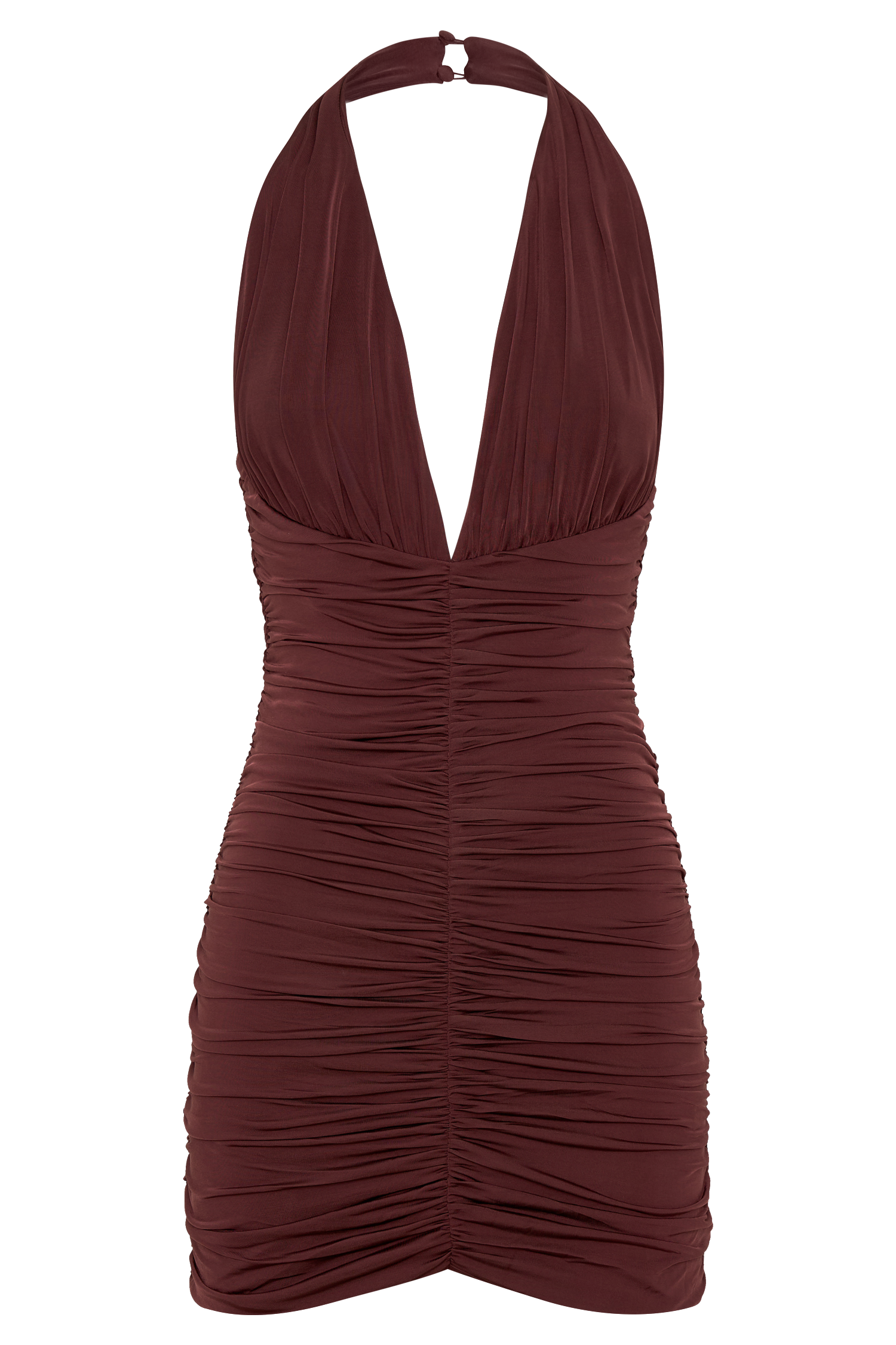 Fleur Ruched Slinky Mini Dress - Mahogany #8