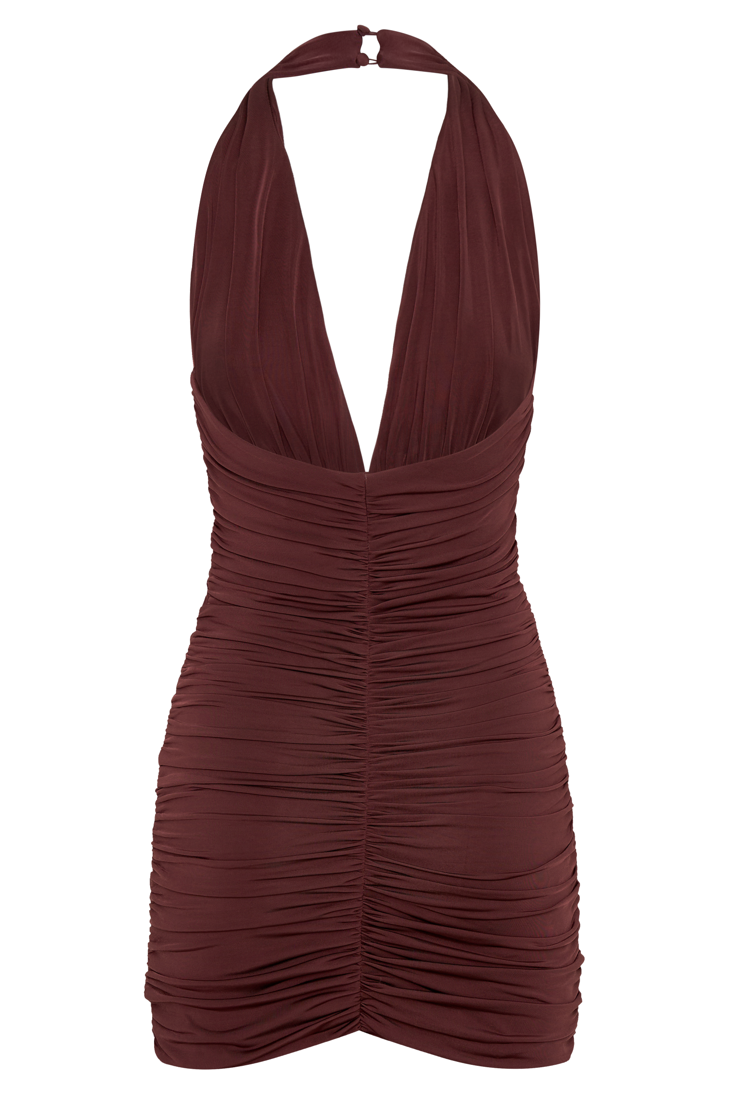Fleur Ruched Slinky Mini Dress - Mahogany #9