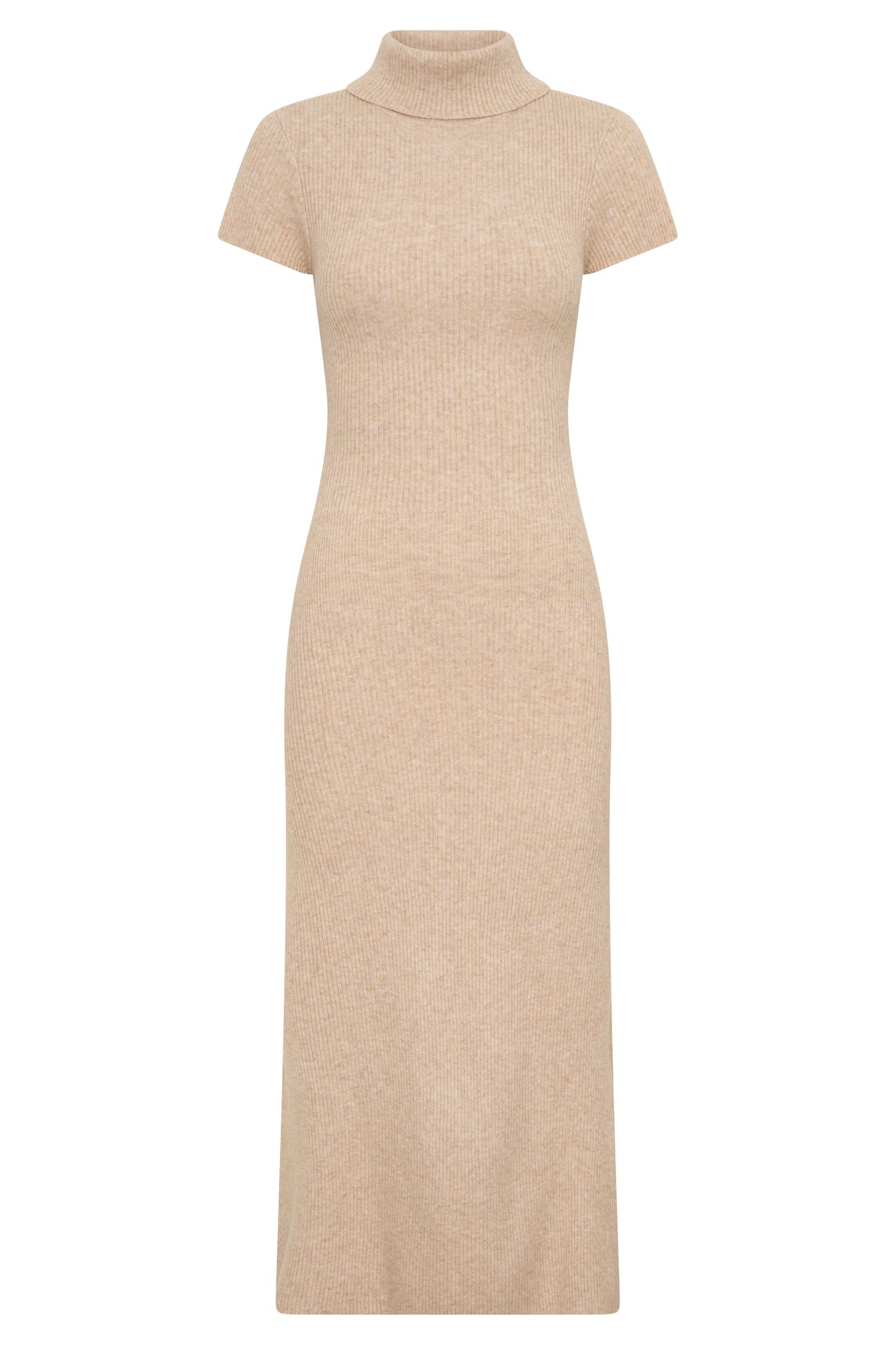 Goldie High Neck Knit Midi Dress - Camel #9