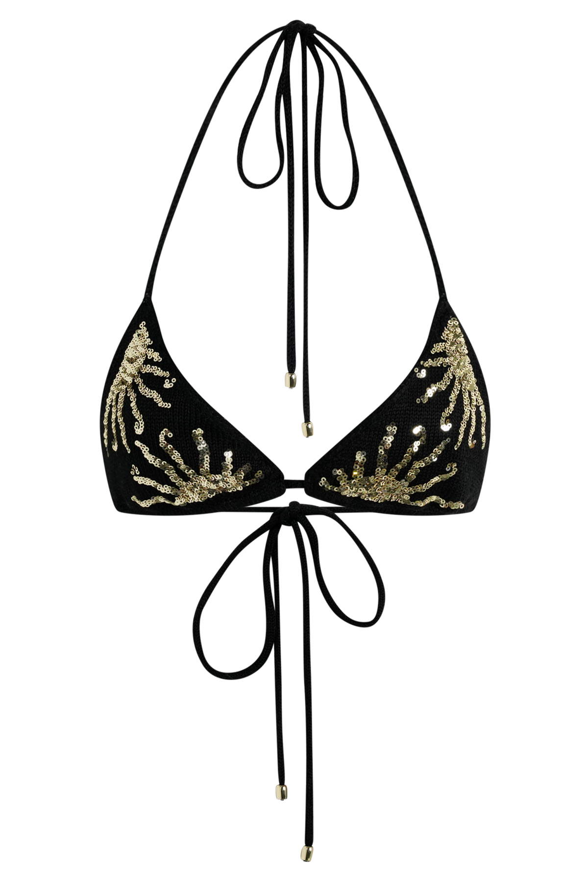 Huntleigh Crochet Bikini Top - Black & Gold Sunshine Print