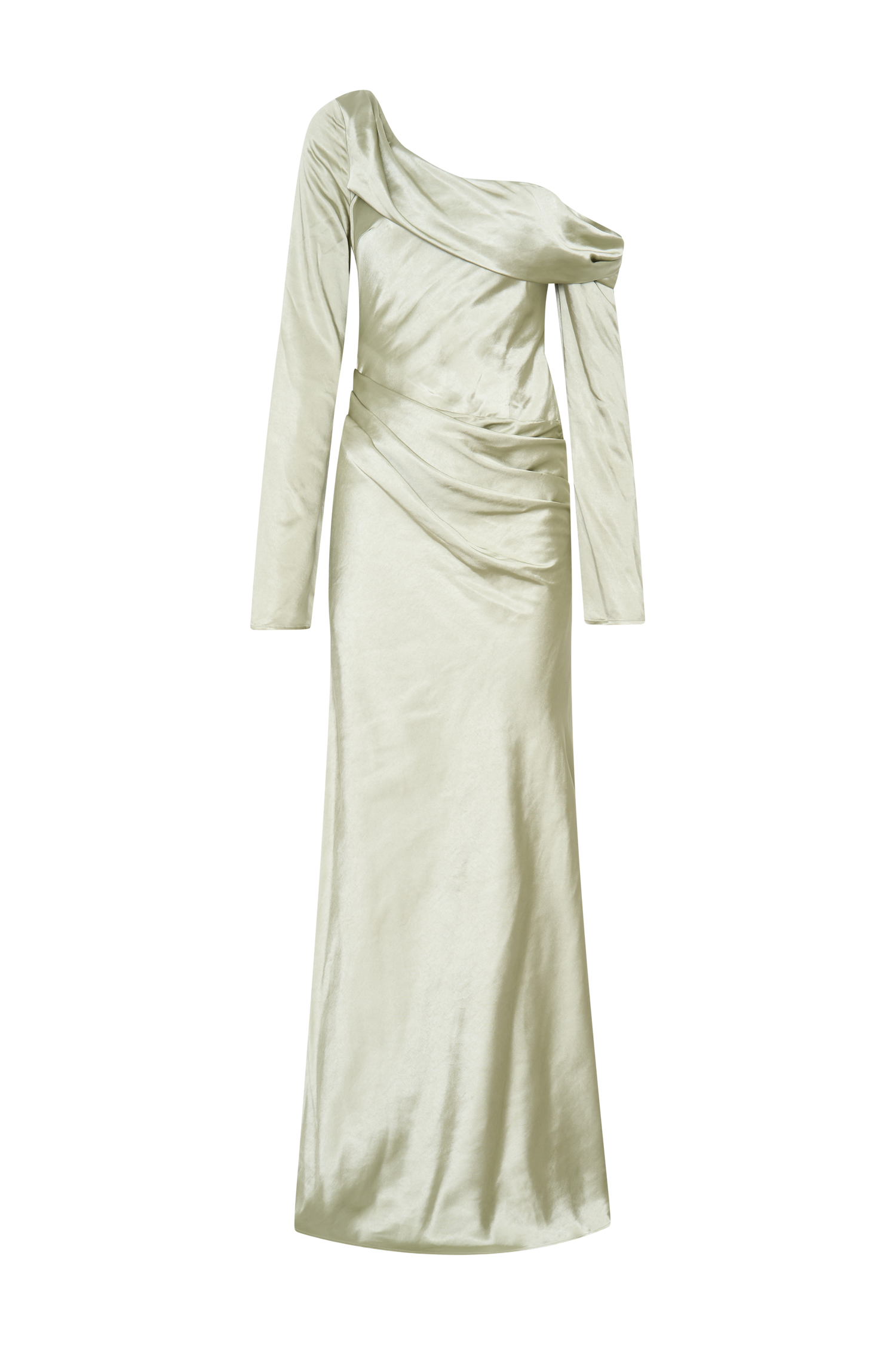 Iris Long Sleeve Satin Maxi Dress - Sage #13