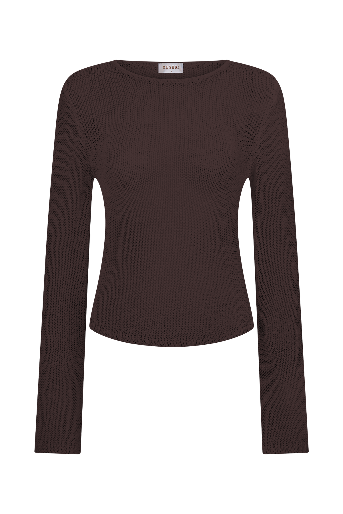 Isabella Long Sleeve Knit Top - Chocolate #10