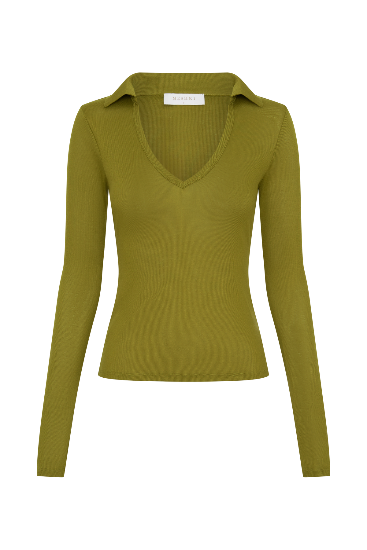 Jessina Collared Long Sleeve Top - Olive #8