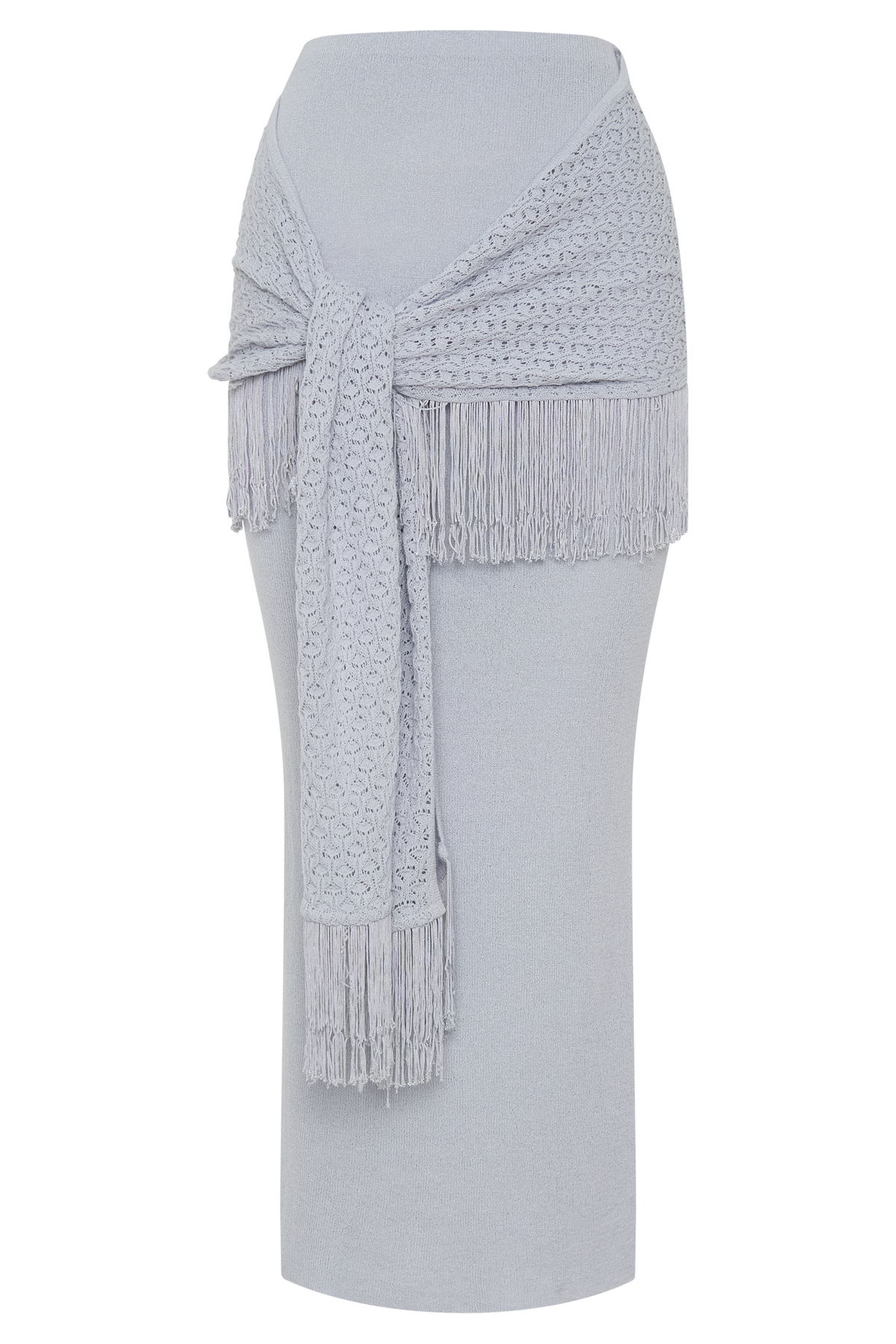 Jaytee Knit Maxi Skirt With Fringe Tie - Sky Blue #9