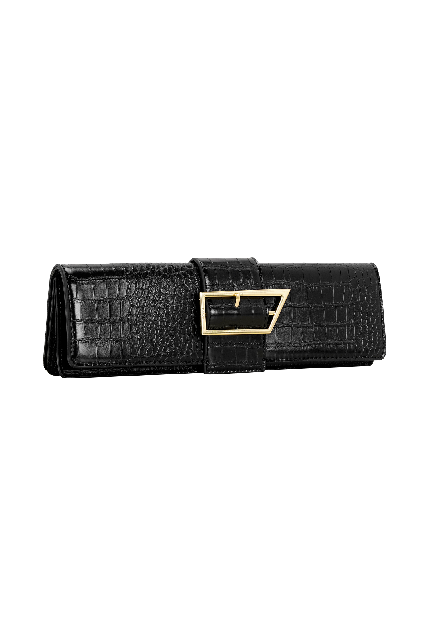 Jessica Faux Leather Crocodile Clutch - Black #7