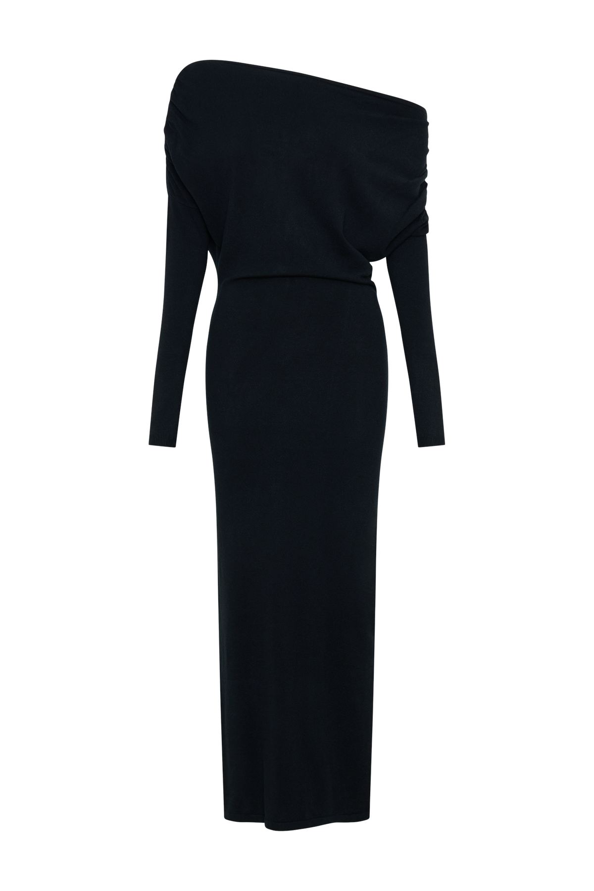 Jessie Cowl Neck Knit Midi Dress - Black