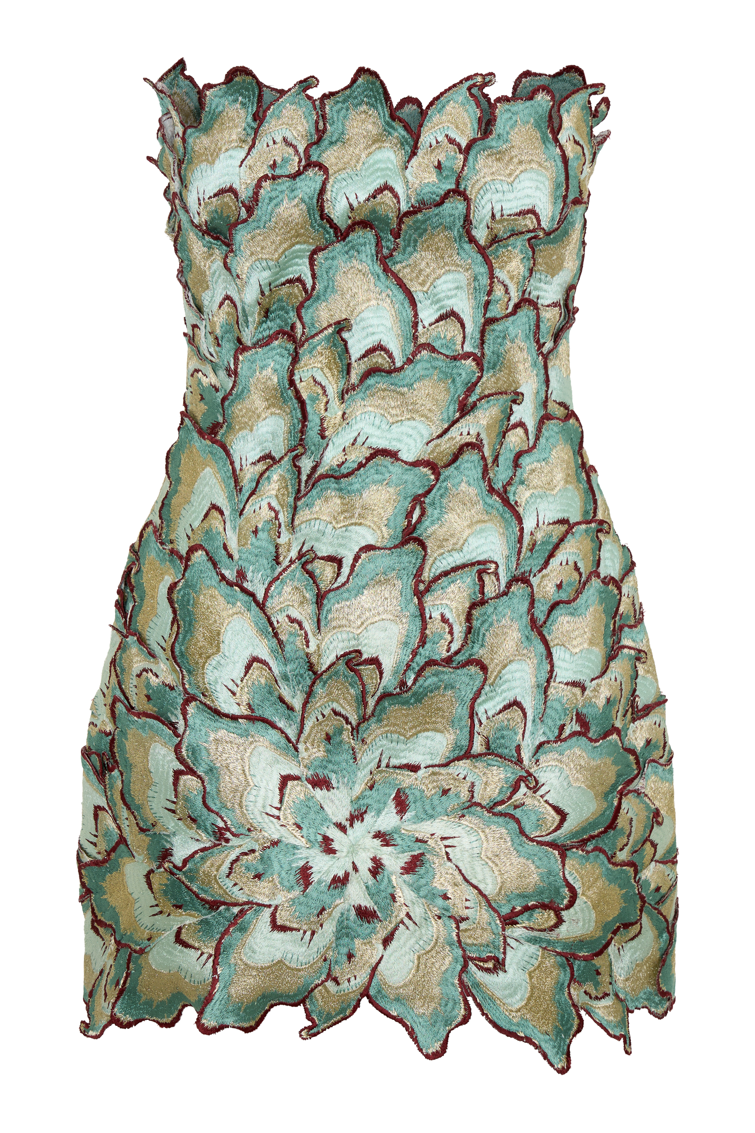 Juniper Hand Embroidered Floral Mini Dress - Gold/Teal #8