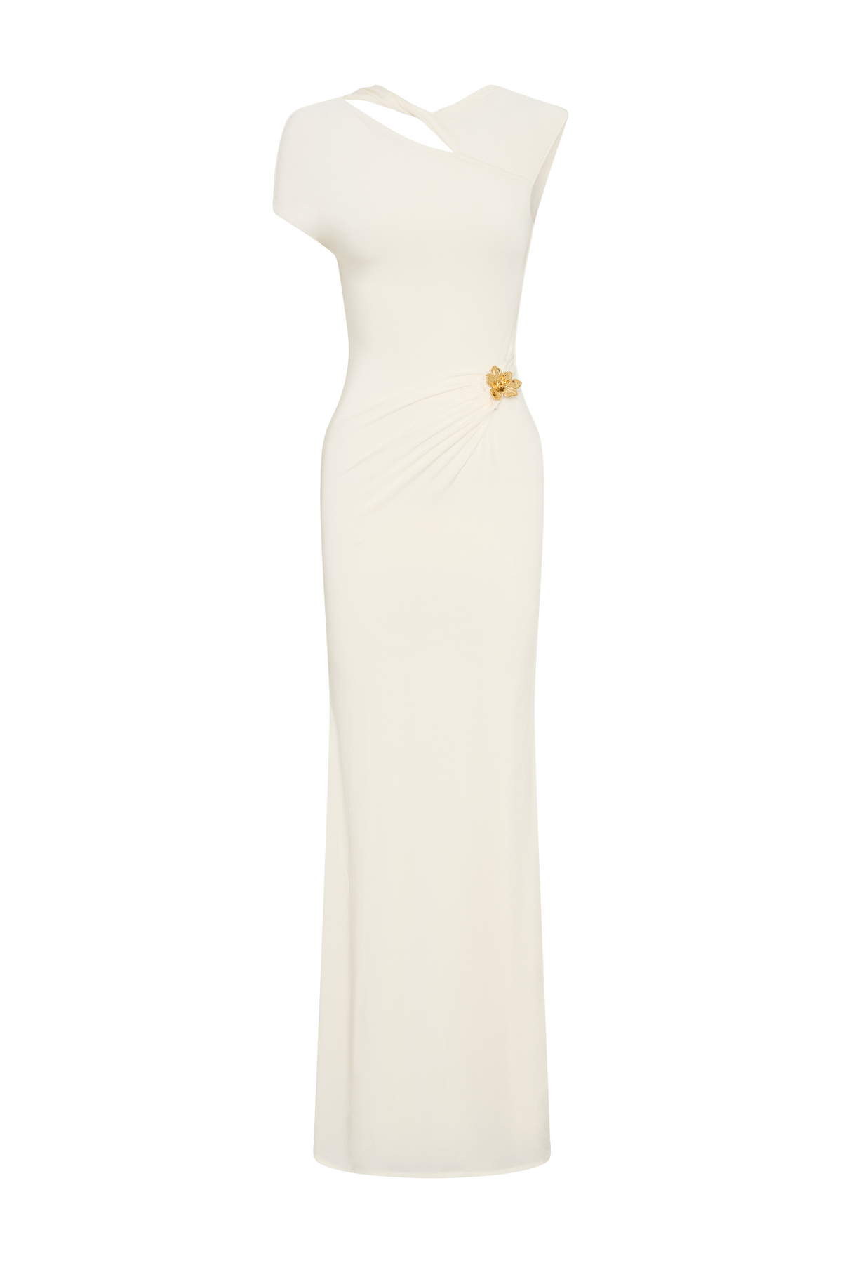 Kaida Slinky Maxi Dress With Hardware - Ivory #8